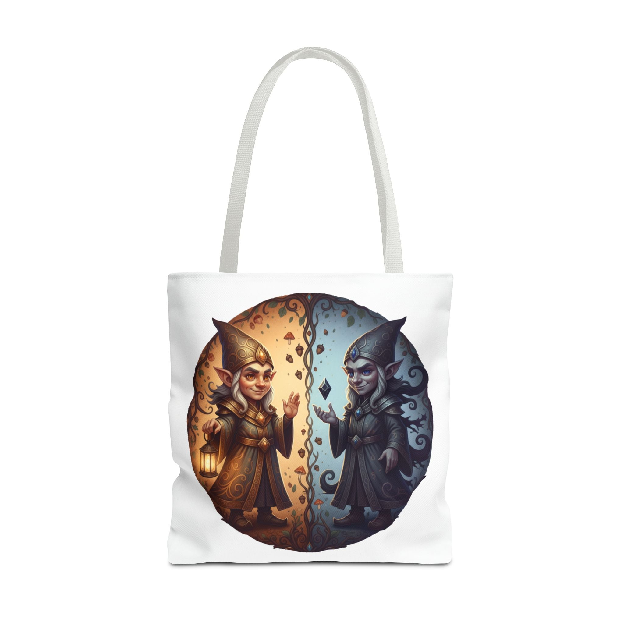 Gnome Duality Tote Bag — Day & Night Fantasy Illustration