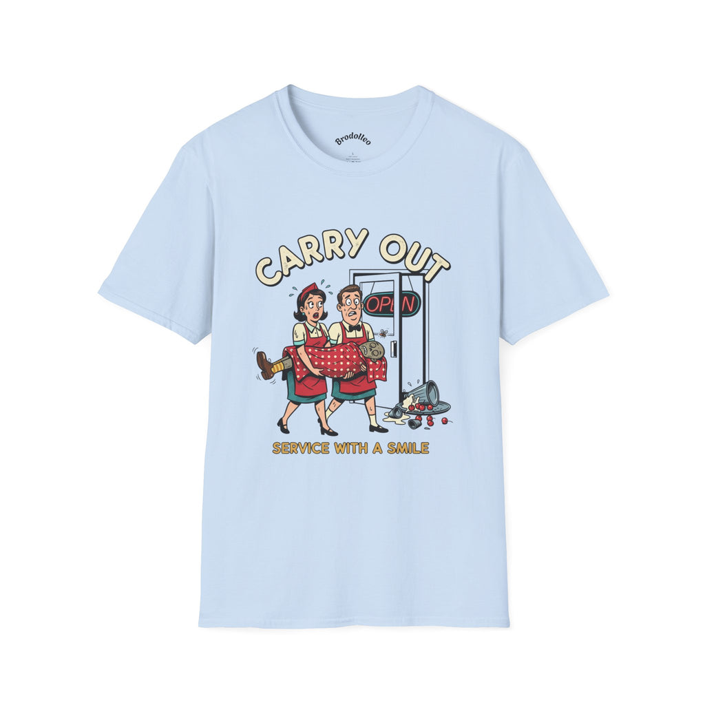 Carry Out T-Shirt — Retro 'Carry Out: Service With a Smile' Vintage Diner Tee