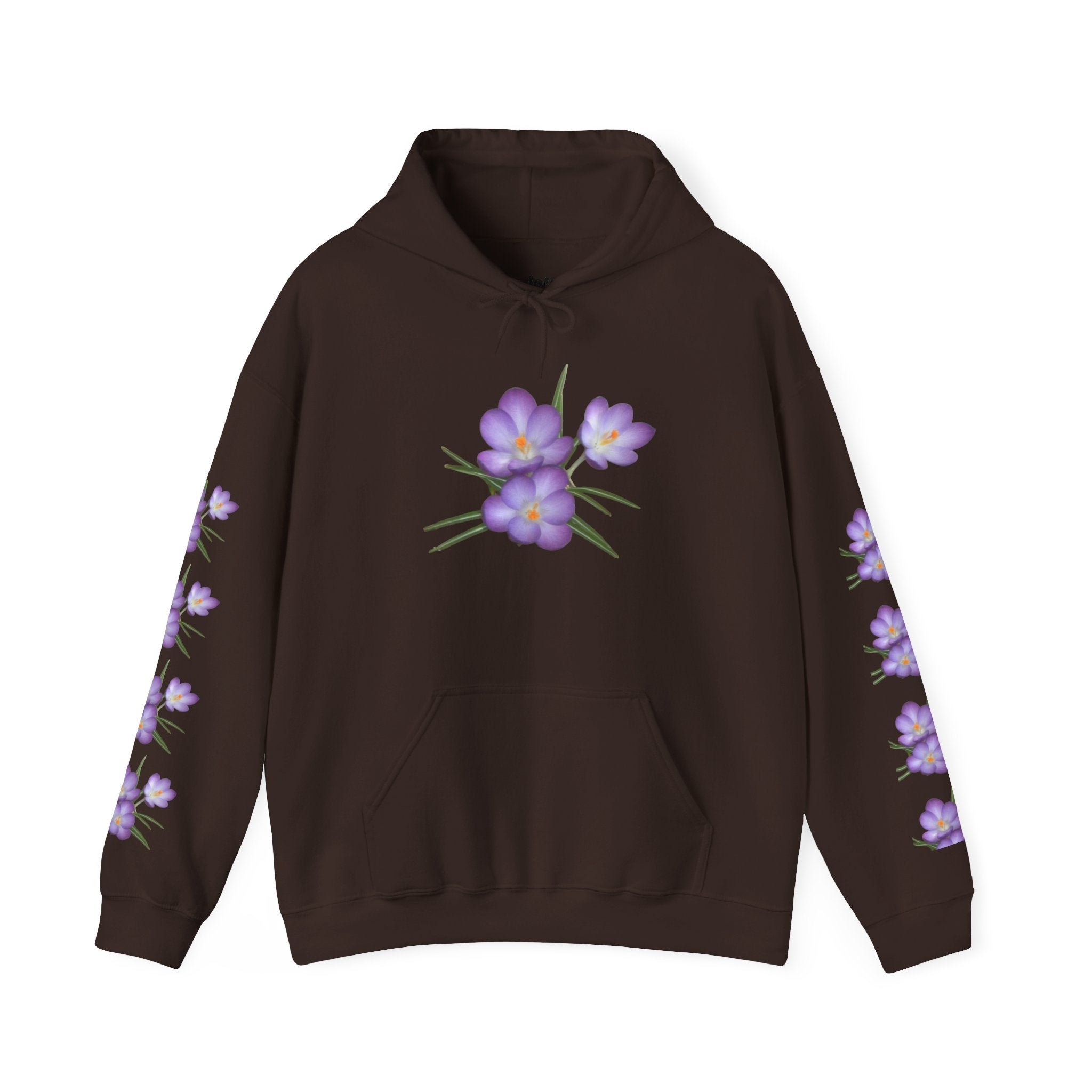 Purple Crocus Floral Hoodie — Spring Flower Graphic Sweatshirt