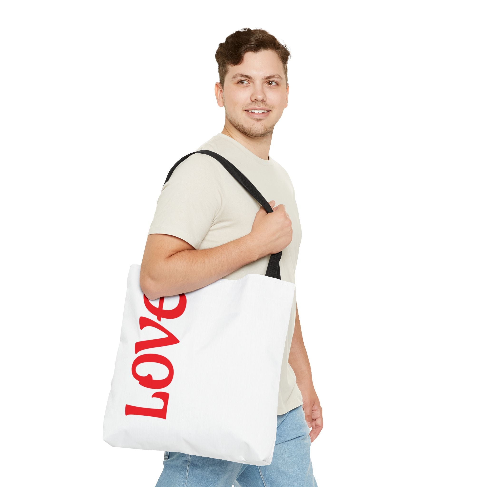 LOVE Vertical Red Tote Bag – Romantic Valentine’s Day Canvas Tote