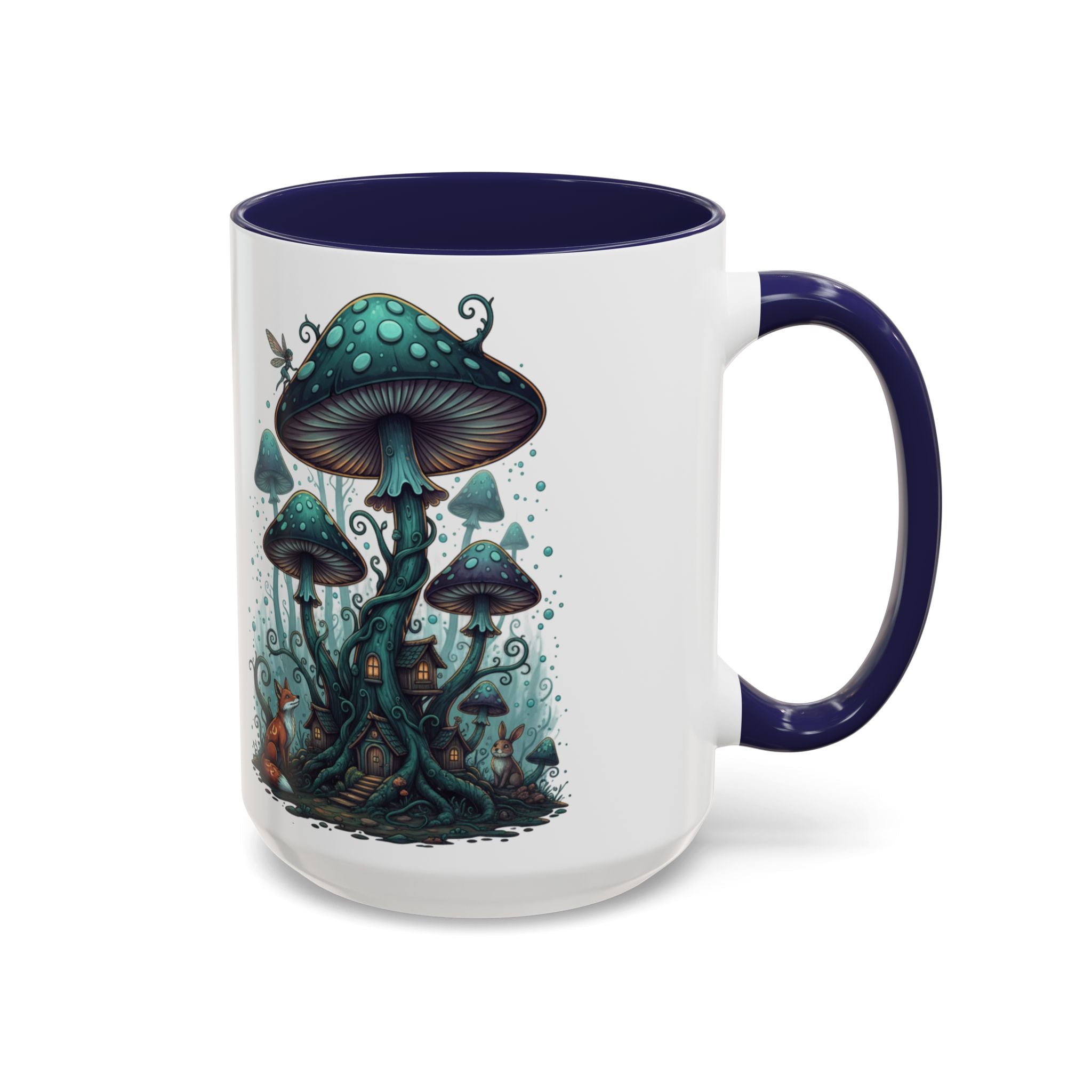 Enchanted Mushroom Cottage Coffee Mug — Fantasy Forest Accent Mug
