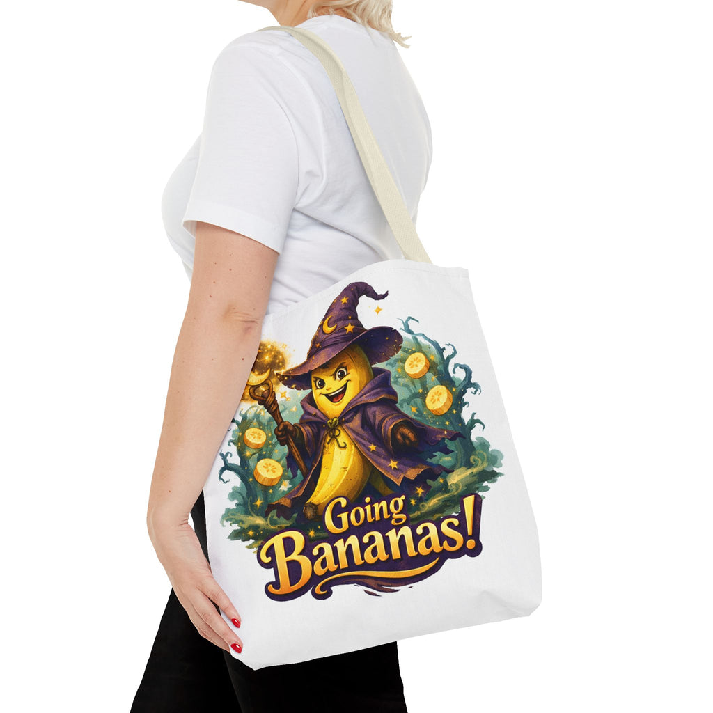 Going Bananas! Witch Banana Tote Bag — Cute Halloween Grocery & Trick-or-Treat Tote