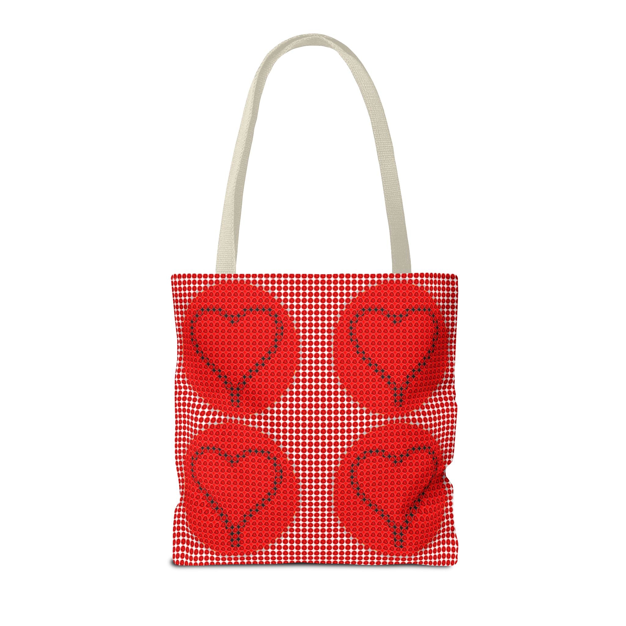 Heart Pattern Tote Bag — Red Valentine All-Over Print Canvas Tote
