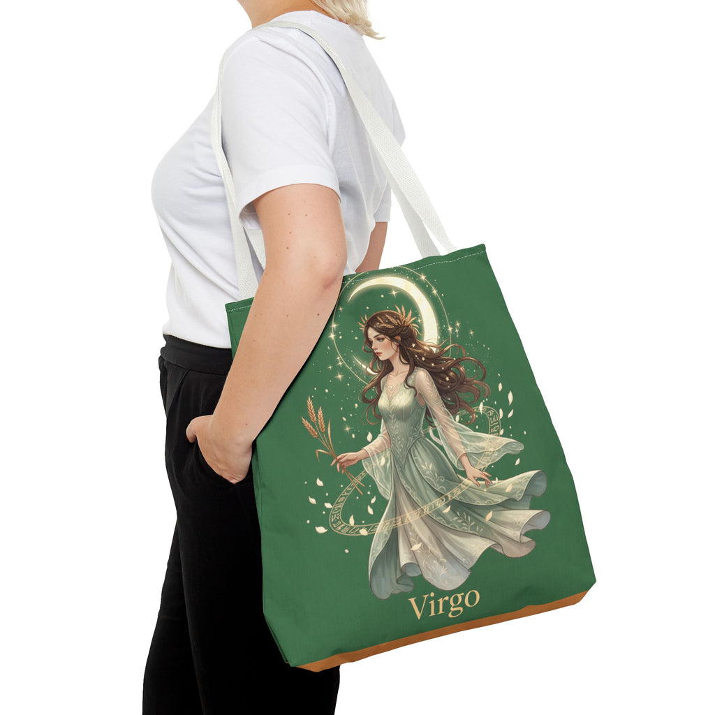 Mystic Moon Goddess Tote Bag — Ethereal Green All-Over Print Tote