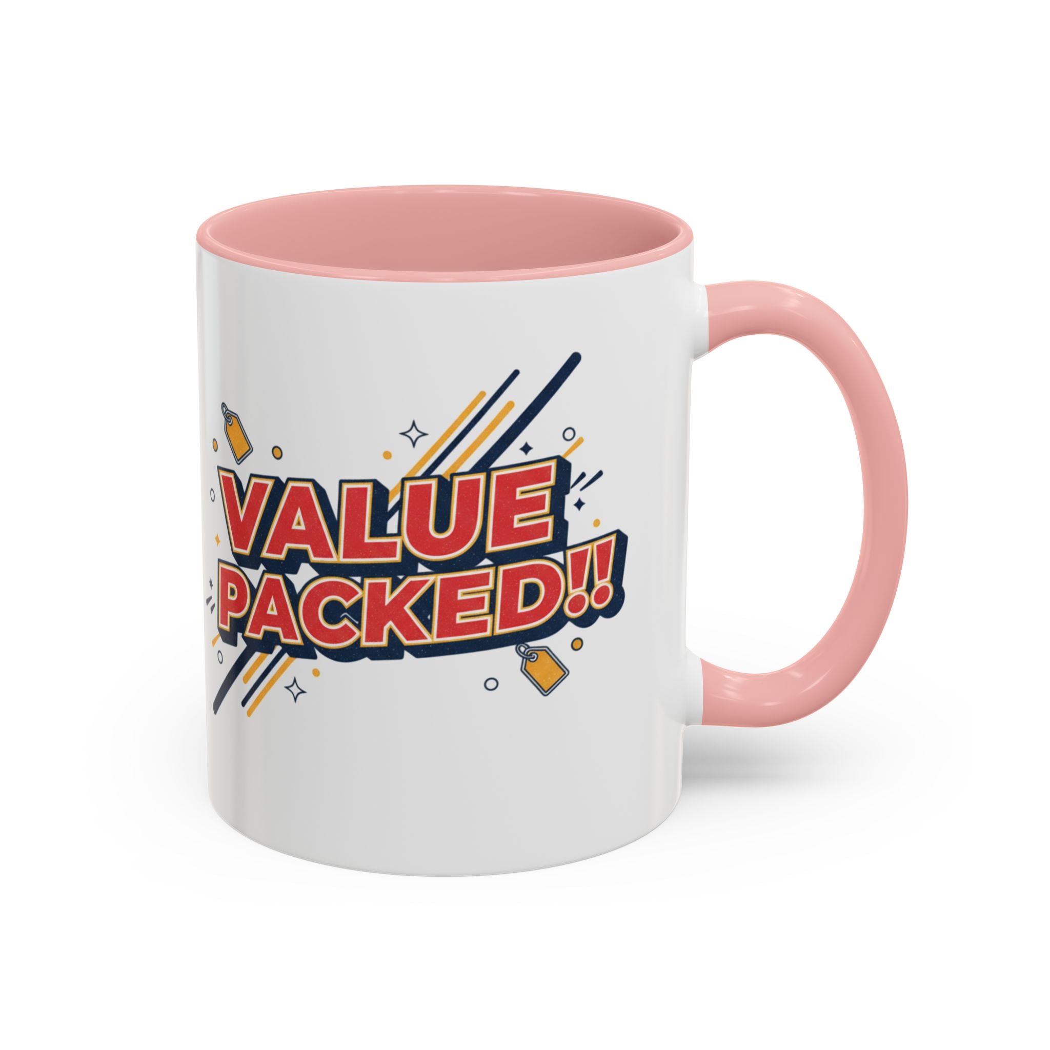 Value Packed!! Accent Coffee Mug — Bold Retro Comic Graphic (11/15 oz)