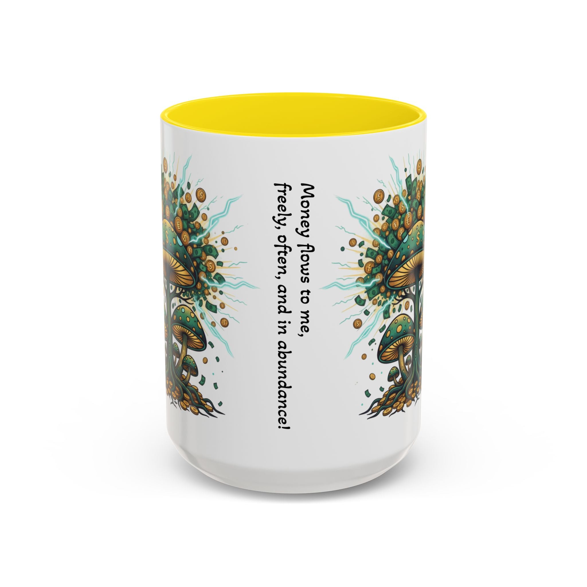 Accent Coffee Mug — 'Money Flows to Me Freely' Mushroom Abundance Design (11/15oz)