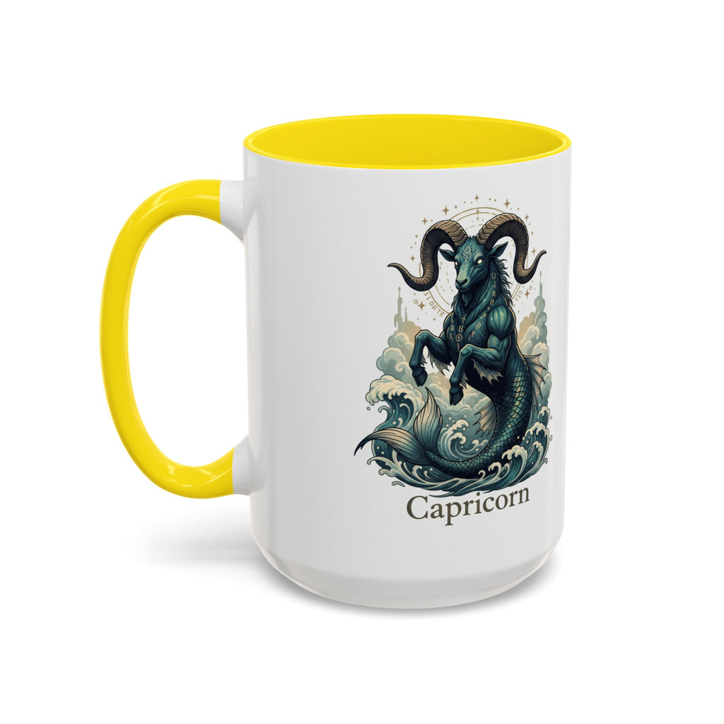 Capricorn Sea-Goat Accent Coffee Mug — Zodiac Astrology Ceramic Gift (11/15oz)