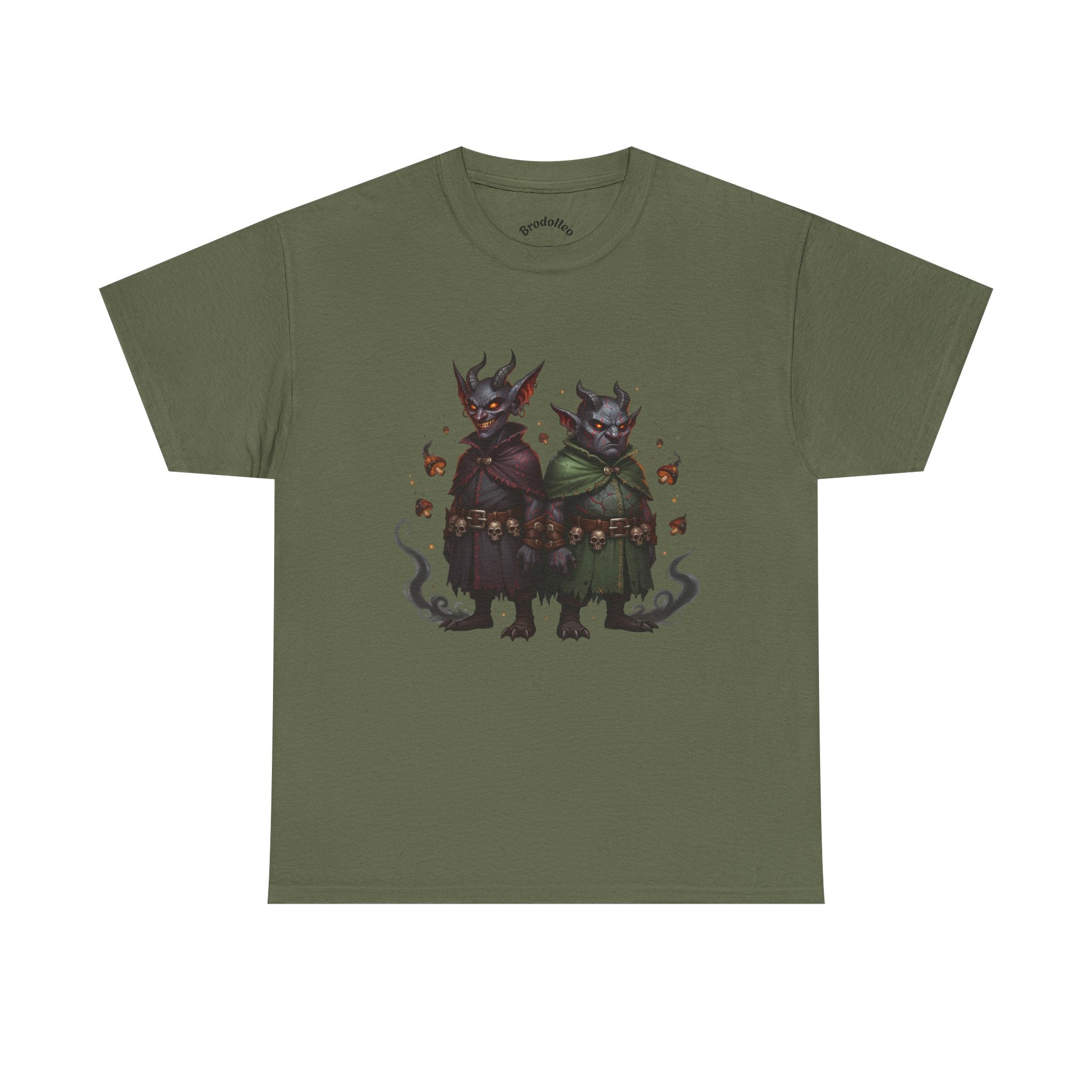 Demonic Twins Graphic Tee — Gothic Fantasy Demon Couple T-Shirt