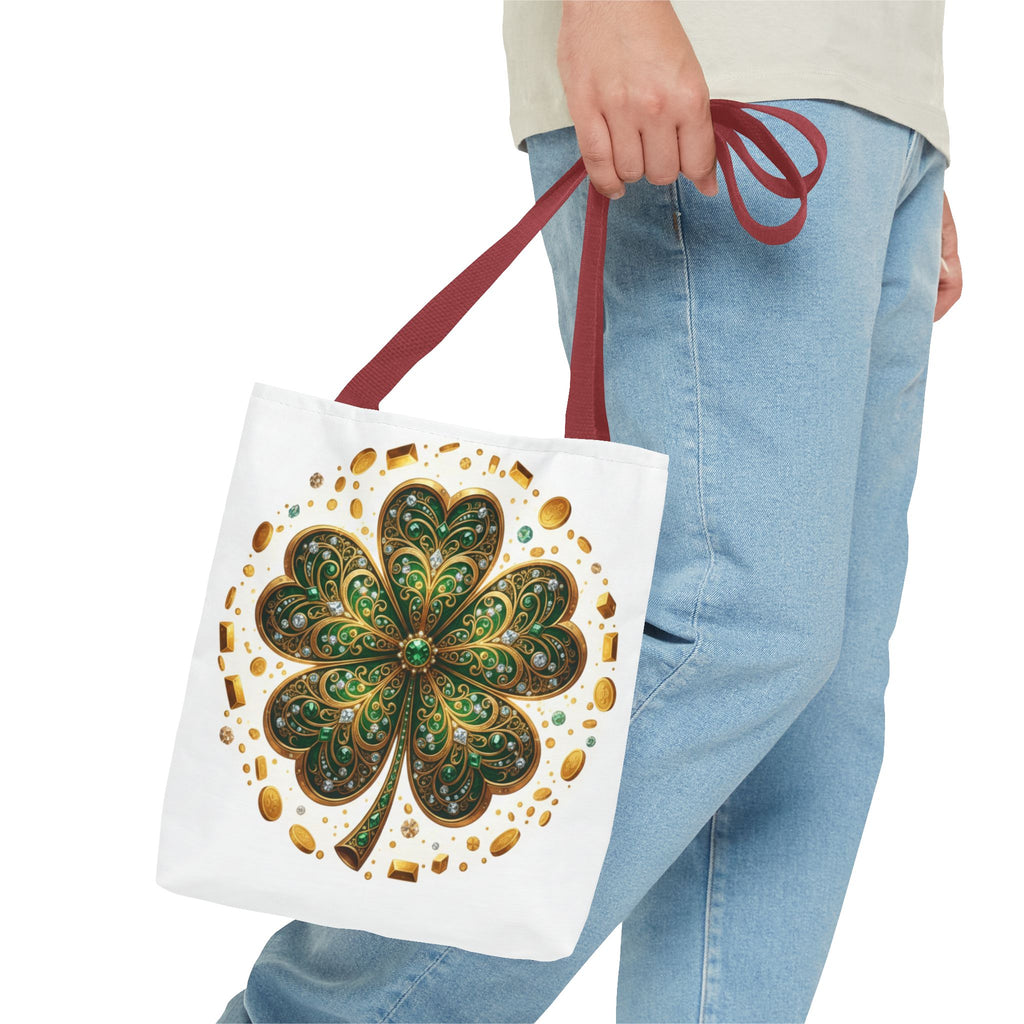 Celtic Shamrock Tote Bag — Green Four-Leaf Clover St. Patrick’s Day All-Over Print