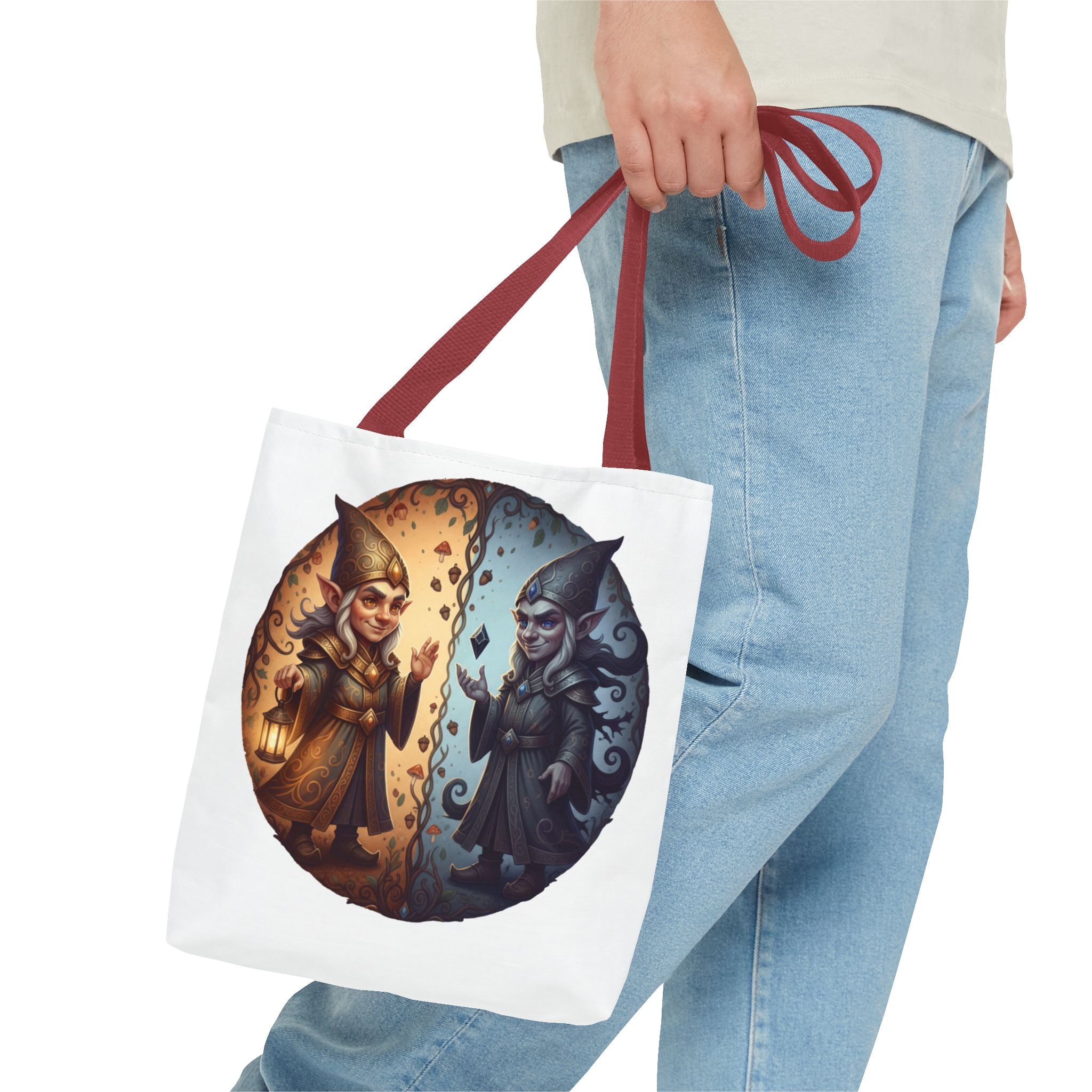 Gnome Duality Tote Bag — Day & Night Fantasy Illustration