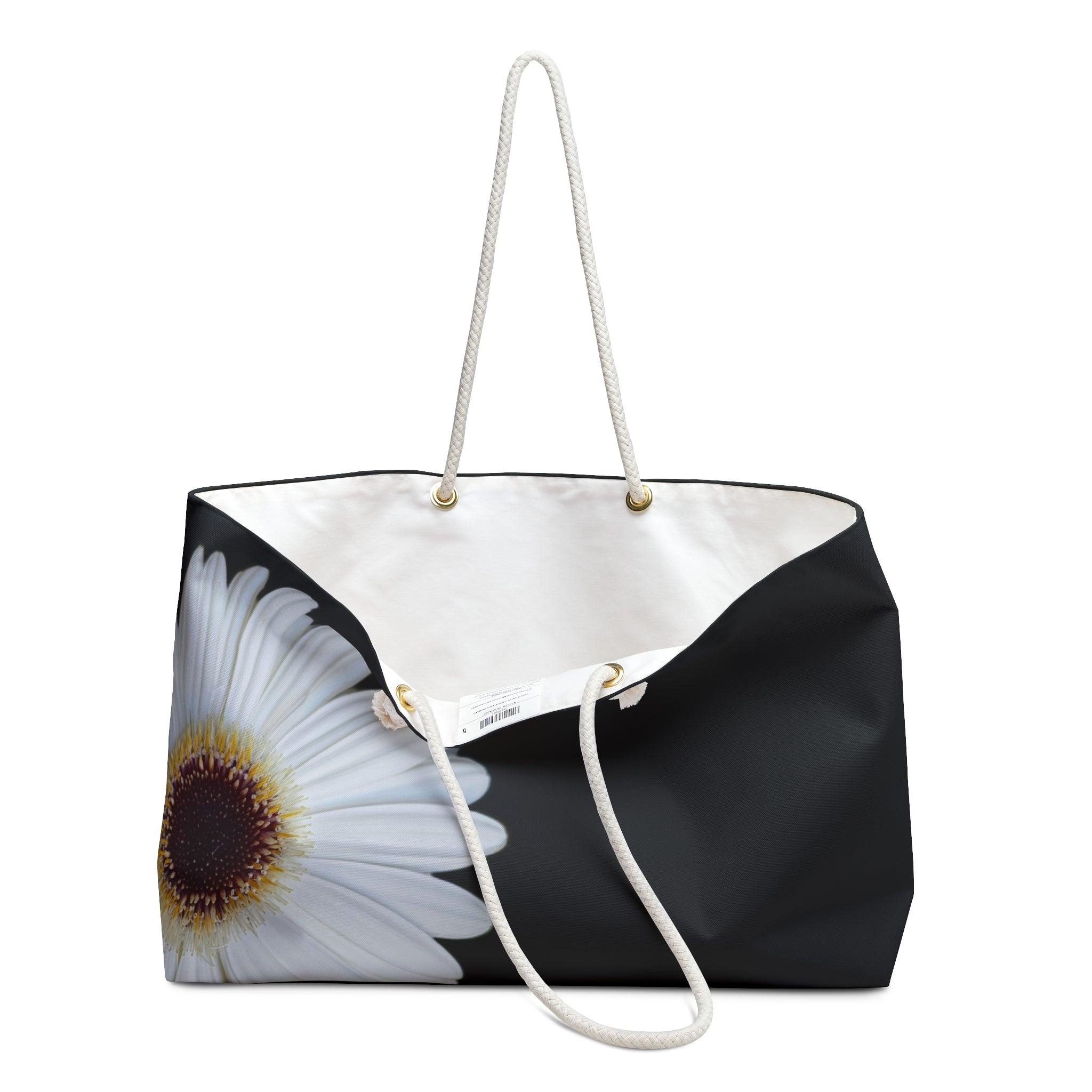 Daisy Black Weekender Bag – Floral Oversized Travel Tote