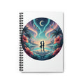 Romantic Beach Night Spiral Notebook — Couple Silhouette Under Crescent Moon