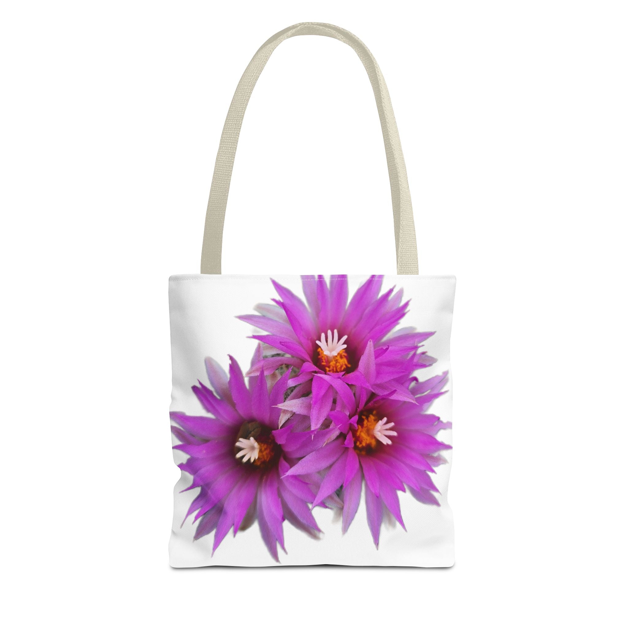 Pink Cactus Flower Tote Bag — Vibrant Desert Floral All-Over Print Tote