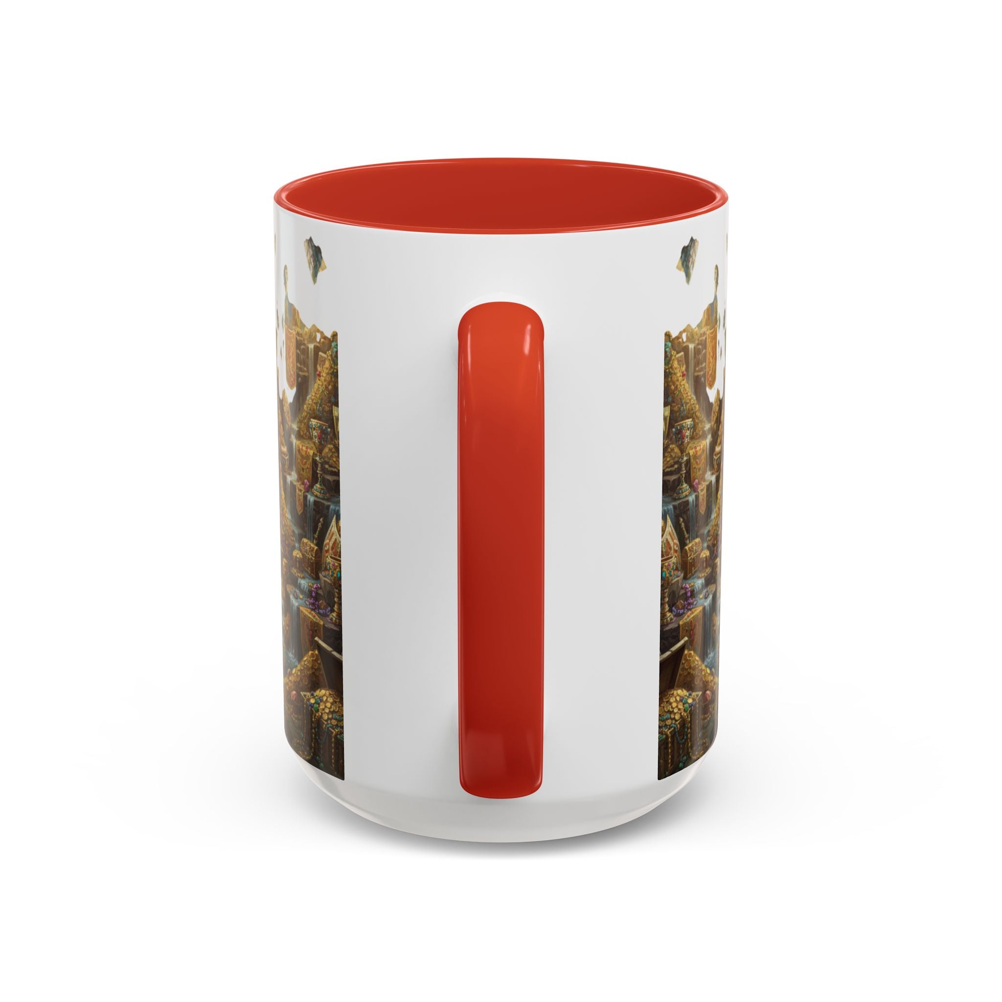 Dragon Hoard Accent Coffee Mug — Fantasy Treasure Landscape (11/15 oz)