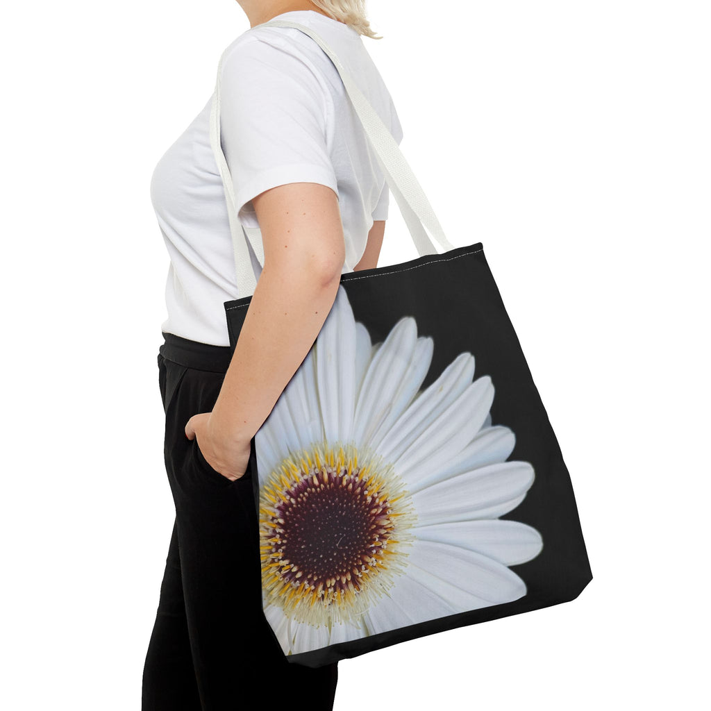 Daisy Corner Tote Bag — White Floral AOP Shopper