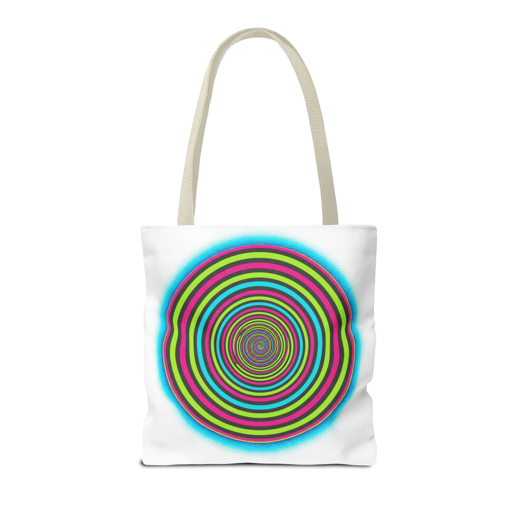 Psychedelic Spiral Tote Bag — Colorful Vortex All-Over Print Tote
