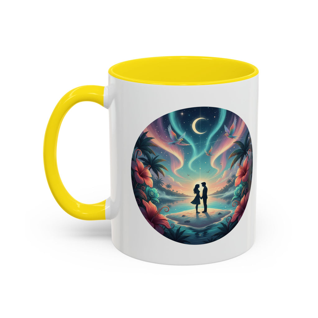 Tropical Sunset Coffee Mug — Romantic Beach Couple Accent Mug (11/15 oz)