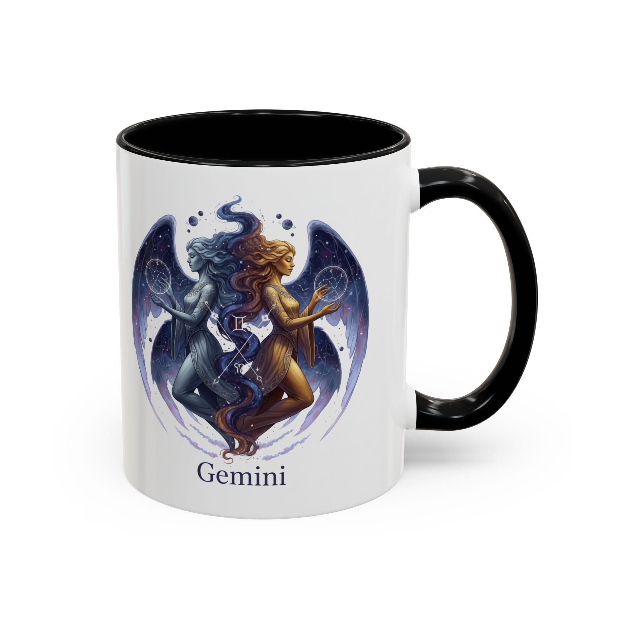 Gemini Zodiac Coffee Mug — Twin Stars Astrology Accent Mug (11/15oz)