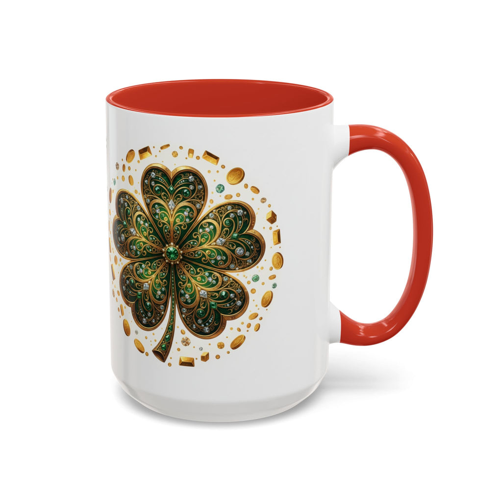 St. Patrick's Shamrock Coffee Mug — "Money Flows to Me" Lucky Charm Accent Mug