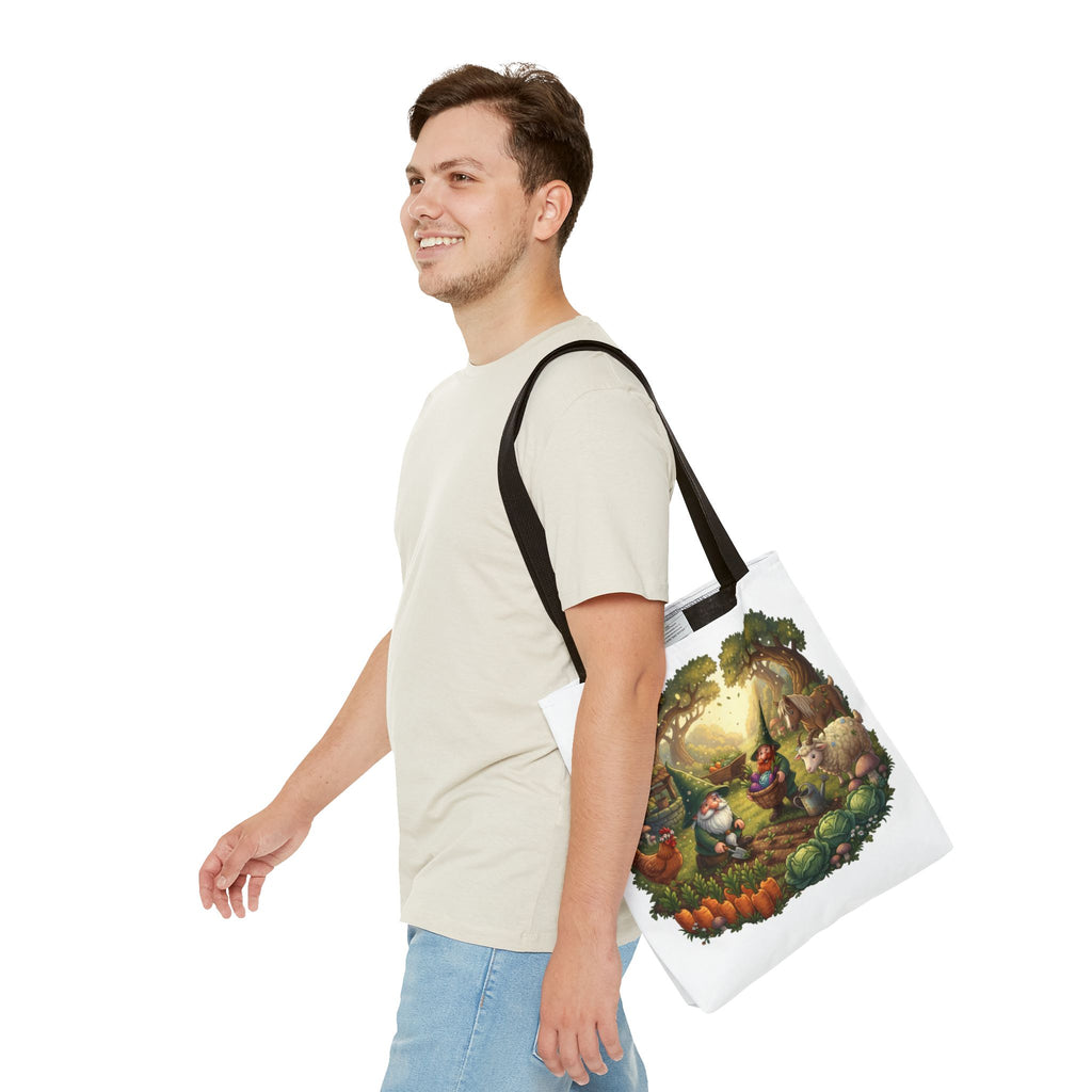 Gnome Garden Tote Bag — Whimsical Woodland Market Illustration