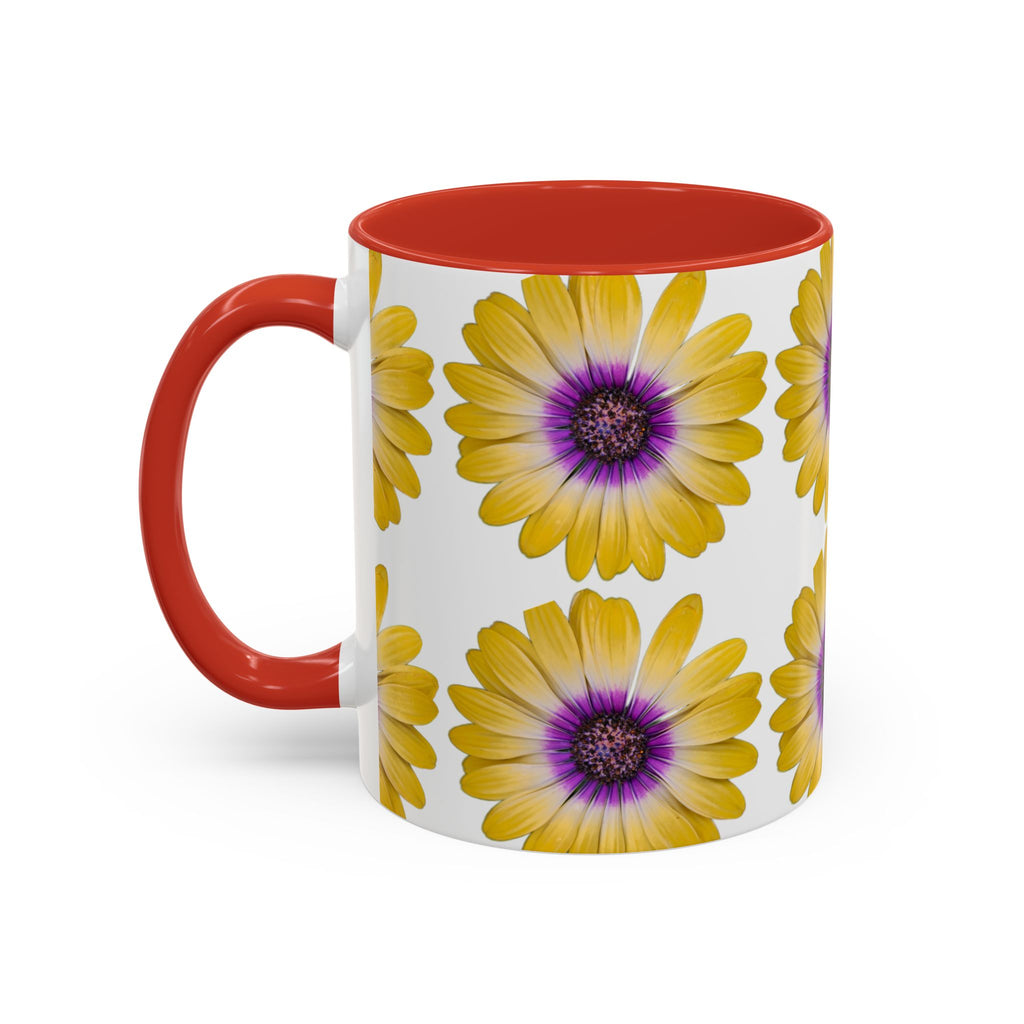 Yellow Purple Daisy Accent Coffee Mug – Floral Pattern 11/15oz