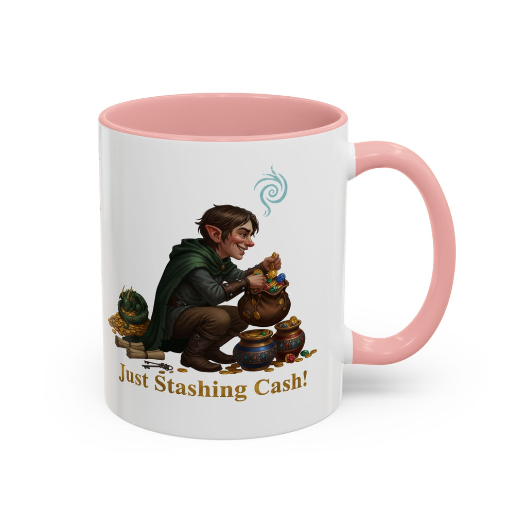 Accent Coffee Mug — "Just Stashing Cash!" Fantasy Gnome Money Mug (11/15oz)