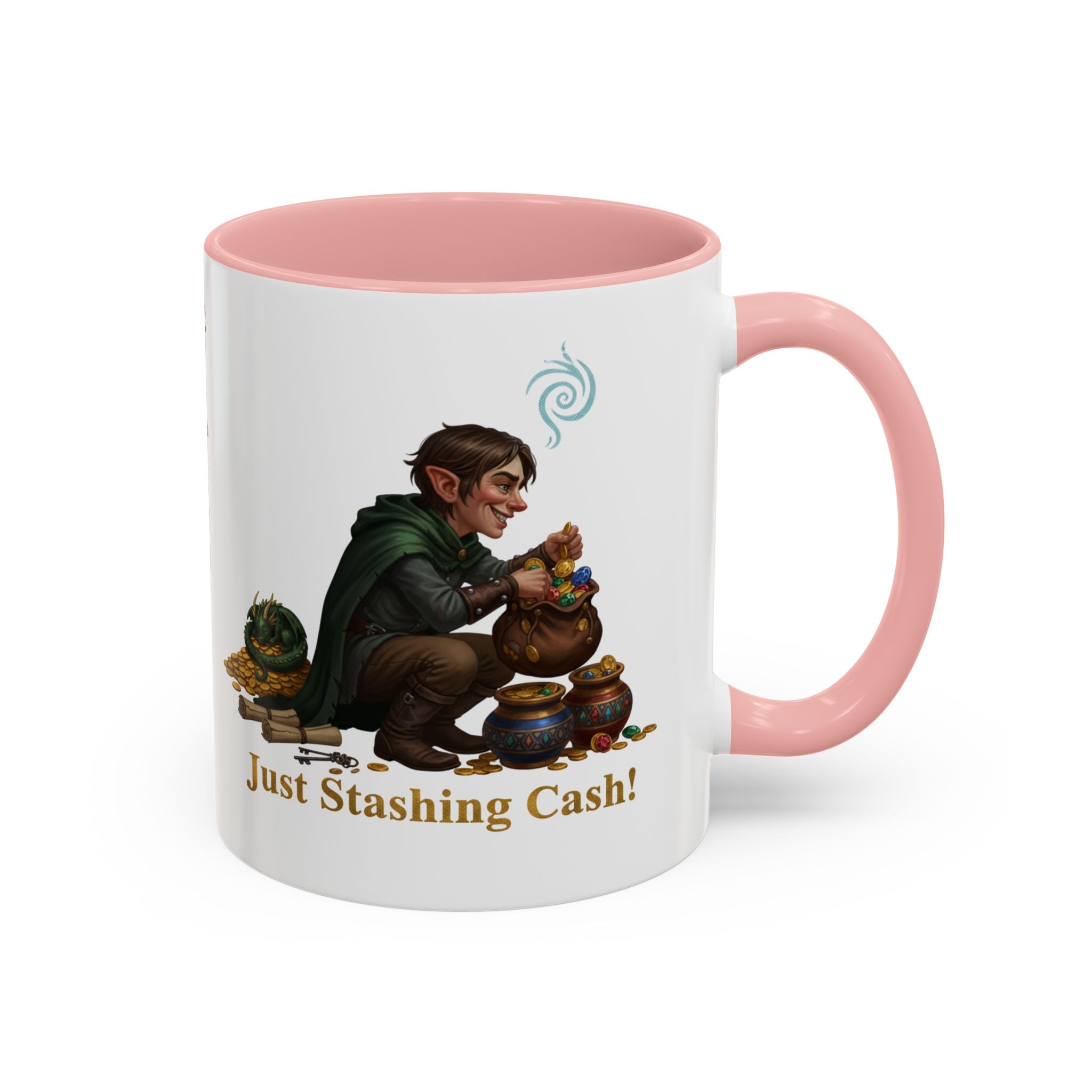 Accent Coffee Mug — "Just Stashing Cash!" Fantasy Gnome Money Mug (11/15oz)