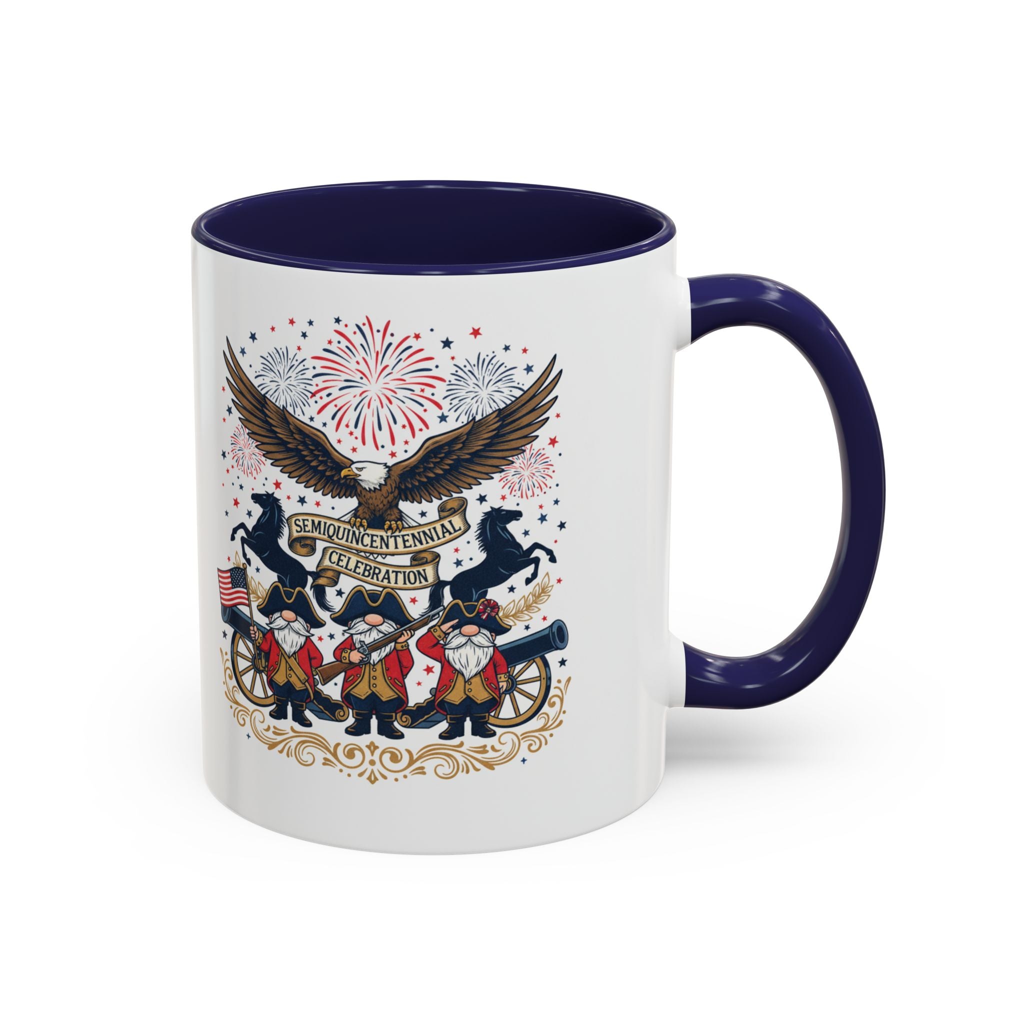 Patriotic Eagle & Revolutionary Soldiers Coffee Mug — Bicentennial Celebration Accent Mug