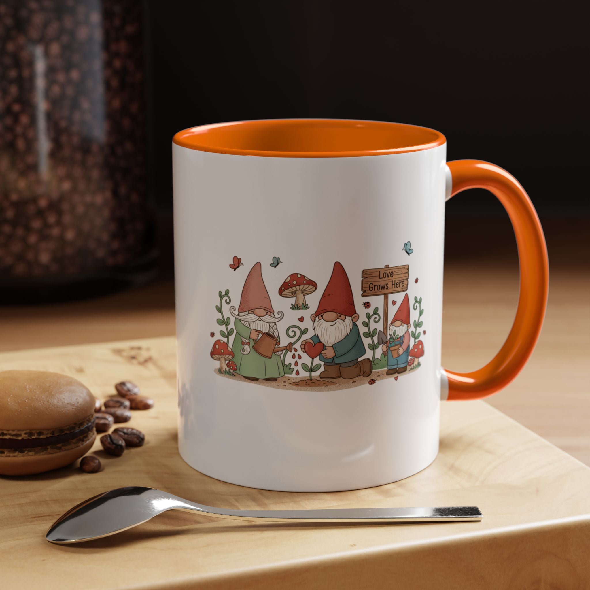 Gnome Garden Coffee Mug — Cute ‘Love Grows Here’ Accent Mug