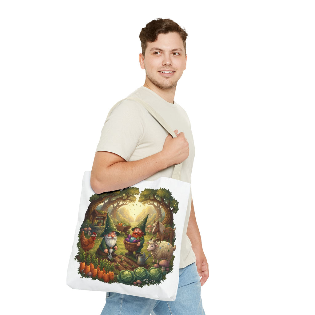 Gnome Garden Tote Bag — Whimsical Woodland Market Illustration