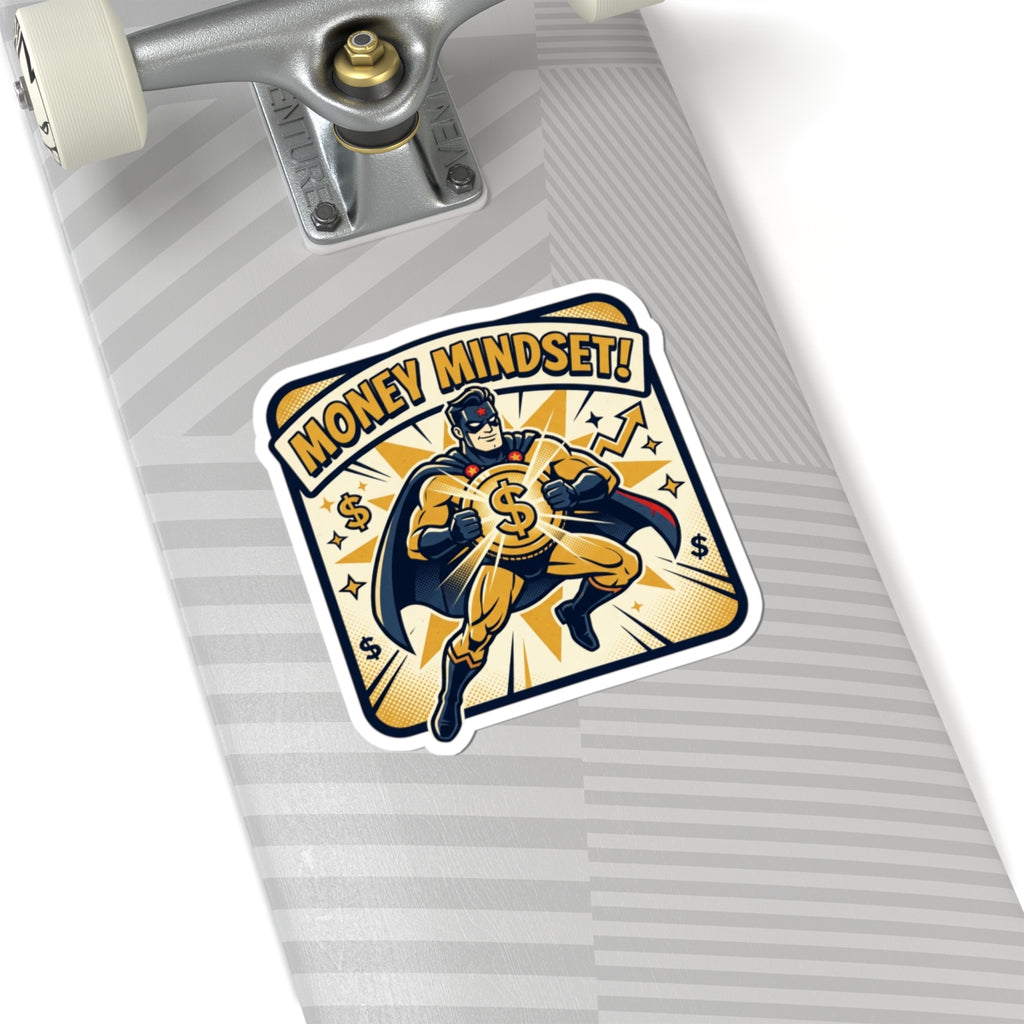 Money Mindset Sticker — Motivational Superhero Vinyl Sticker