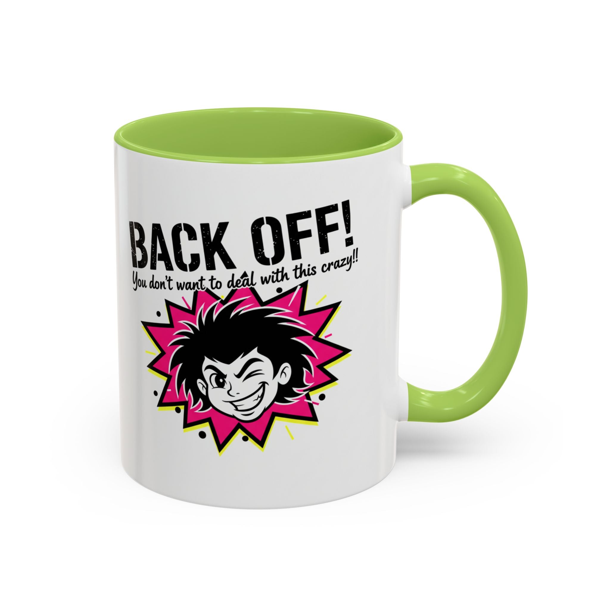 Back Off! Funny Cartoon Face Accent Coffee Mug — 11/15oz