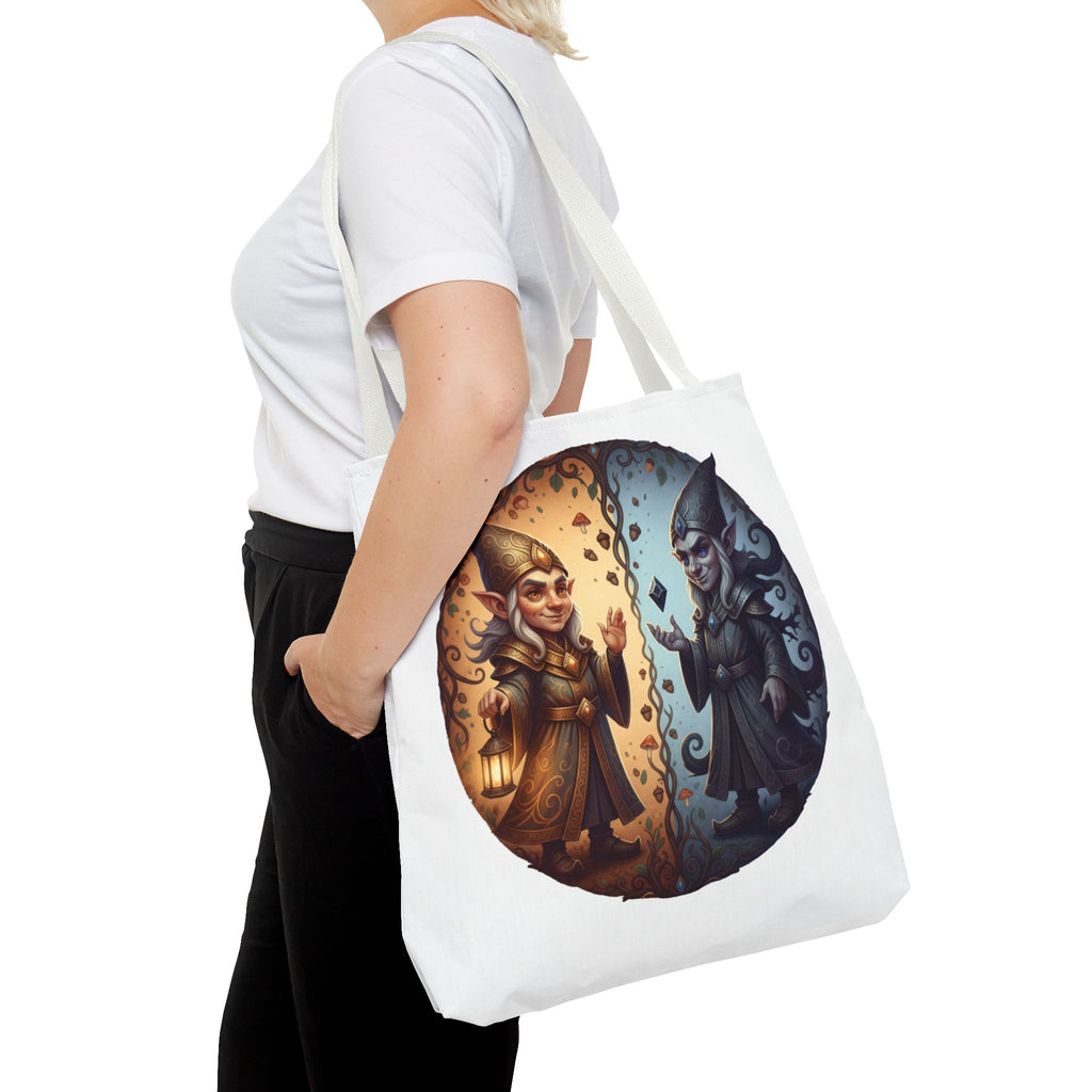 Gnome Duality Tote Bag — Day & Night Fantasy Illustration