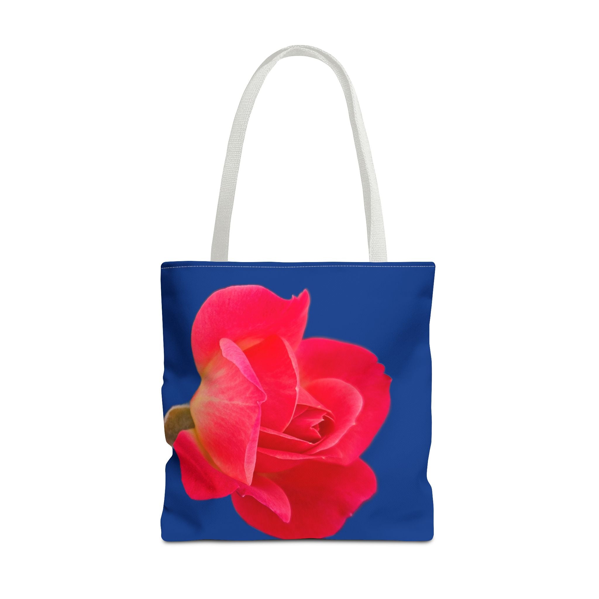 Pink Rose Floral Tote Bag – Vibrant Blue Background AOP