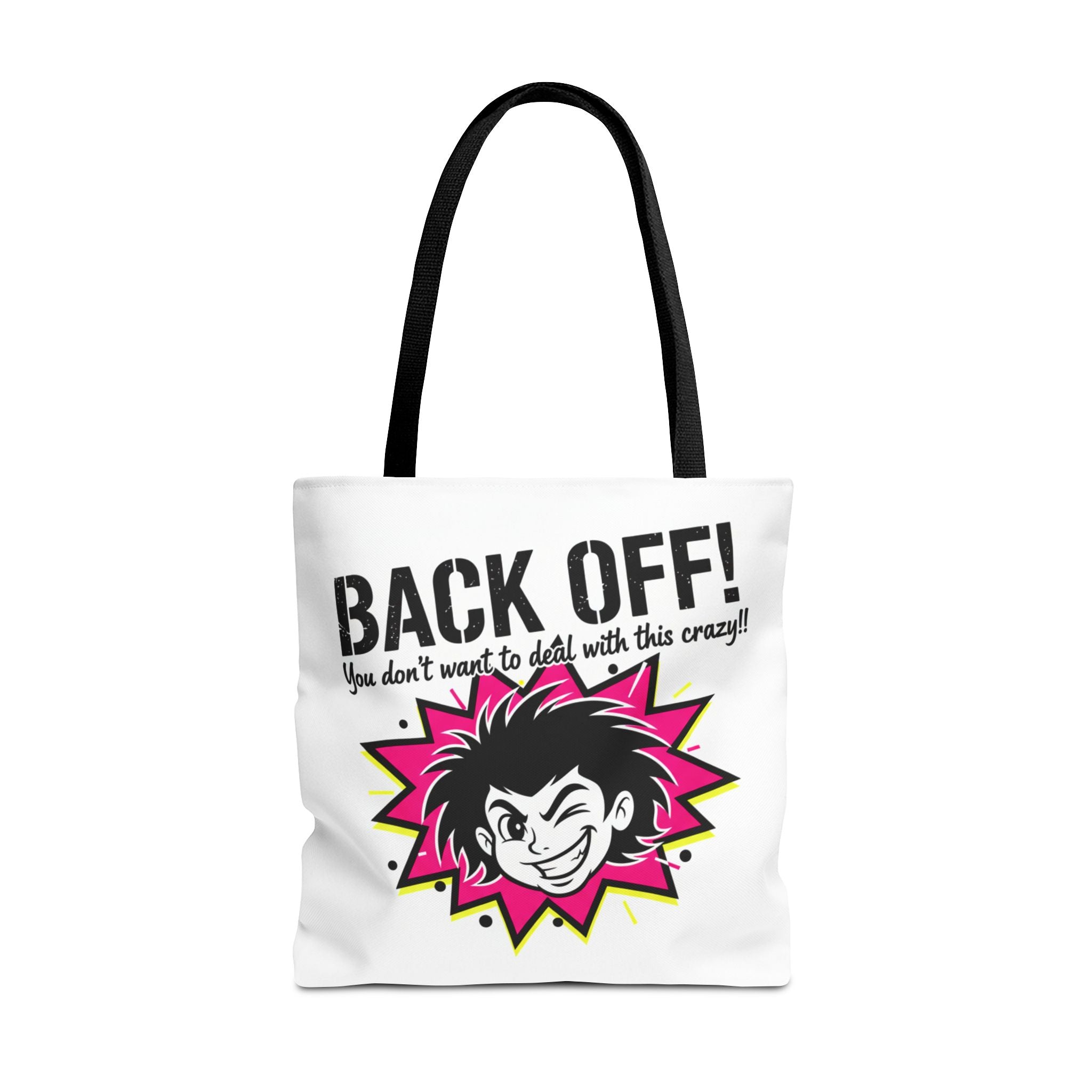 Back Off! Graphic Tote Bag — Funny Retro Punk Design