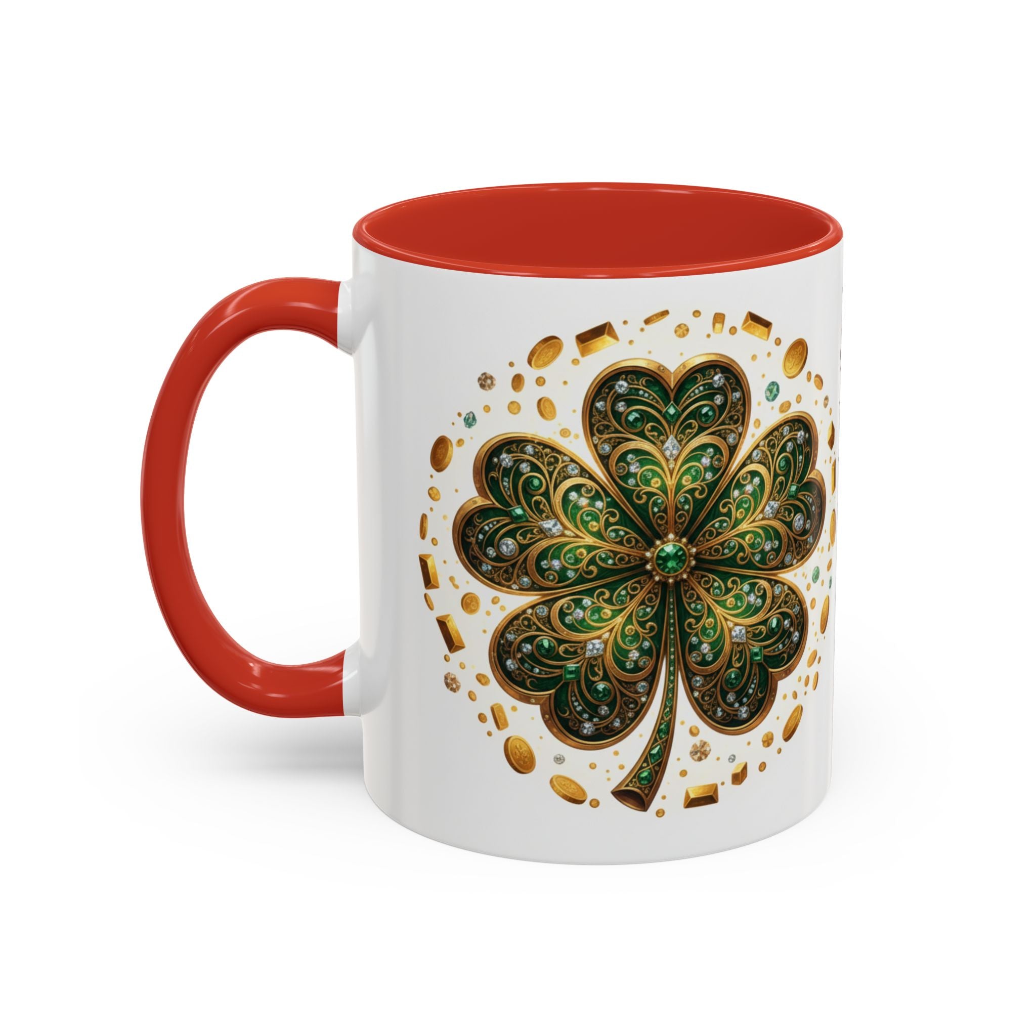 St. Patrick's Shamrock Coffee Mug — "Money Flows to Me" Lucky Charm Accent Mug