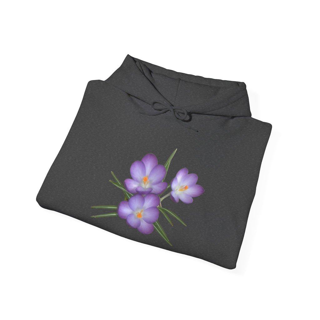 Purple Crocus Floral Hoodie — Spring Flower Graphic Sweatshirt