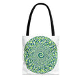 Spiral Mandala Tote Bag — Green Geometric All-Over Print Tote
