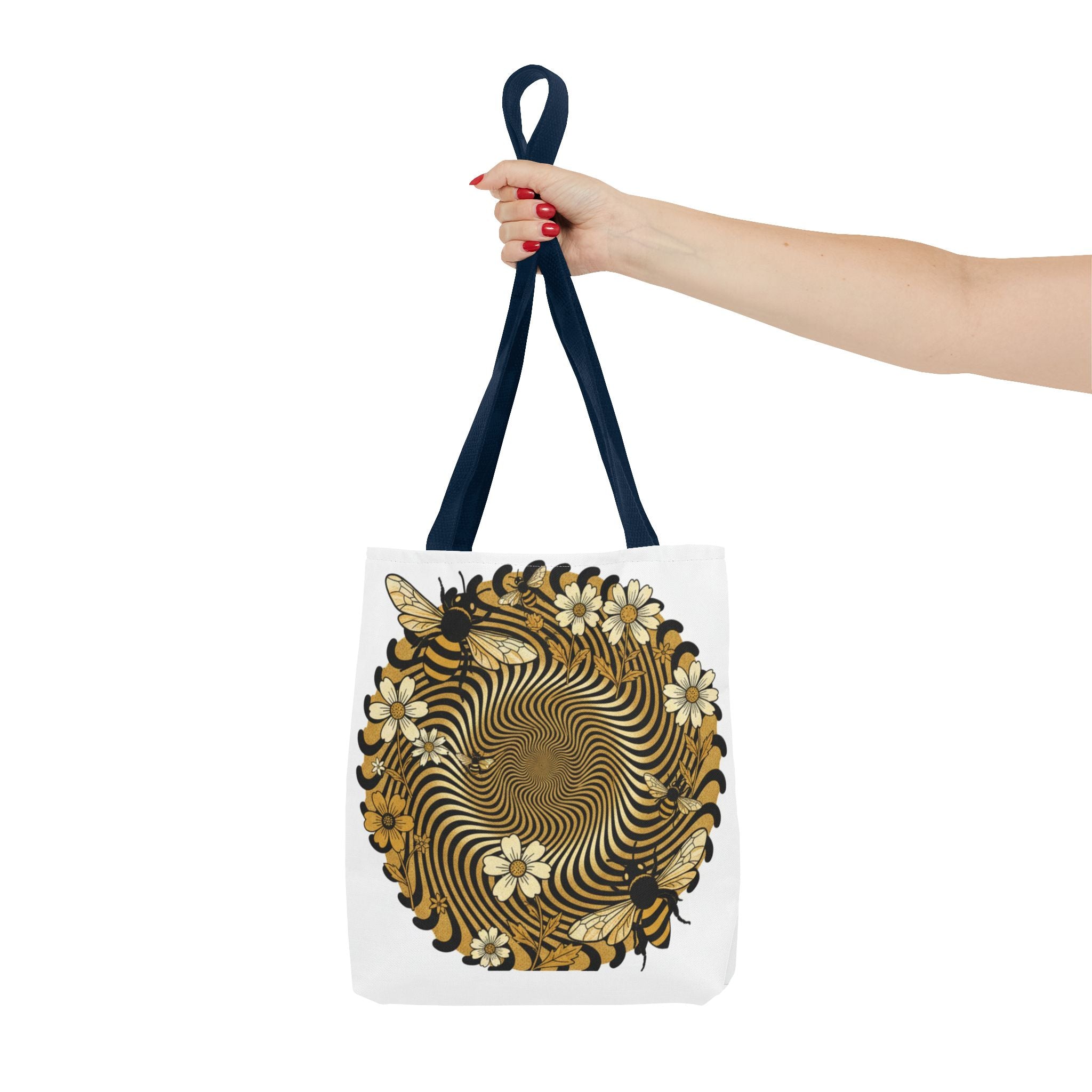 Bee Floral Spiral Tote Bag — Vintage Honeybee Floral Swirl Design