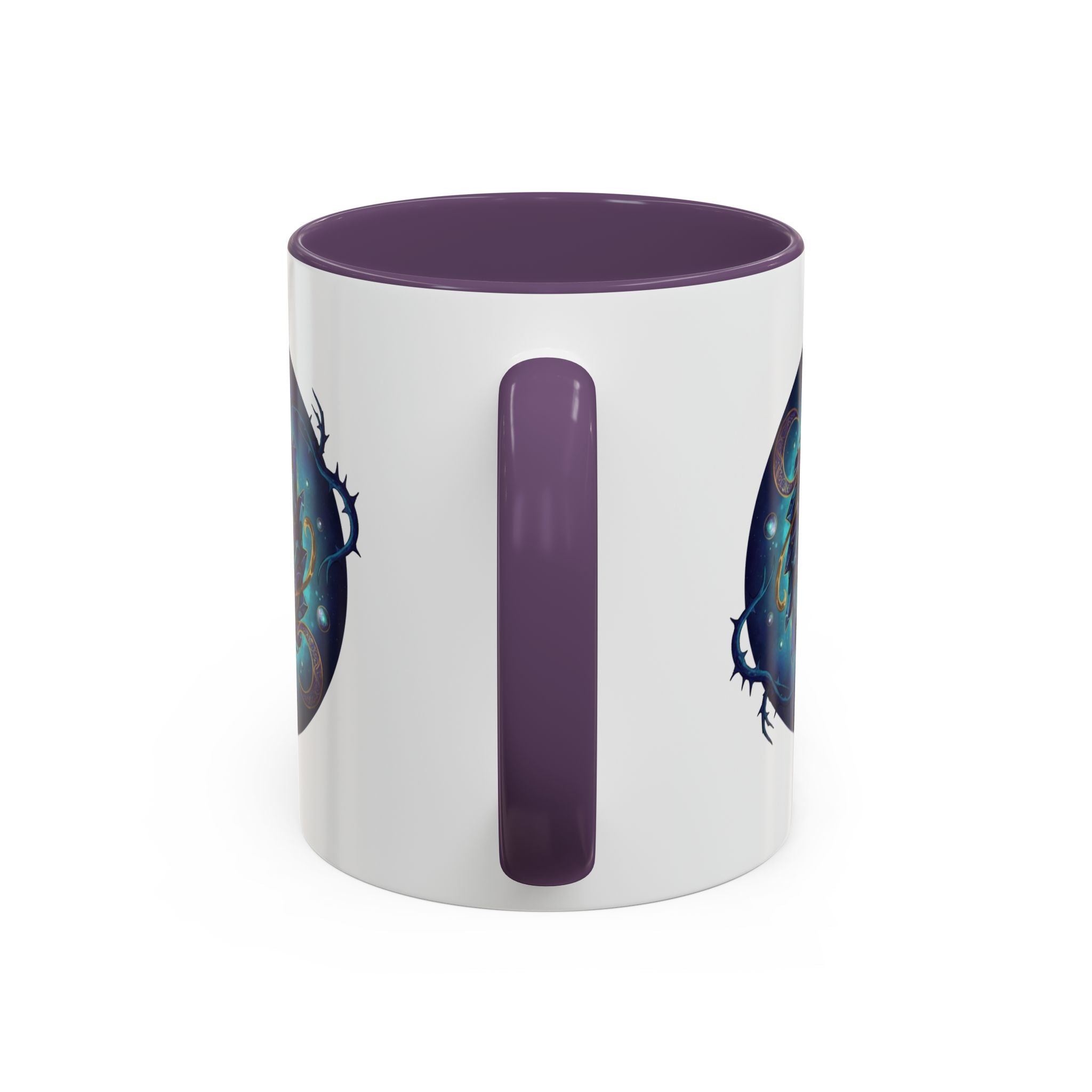 Galaxy Feather Spiral Accent Mug — Cosmic Boho Coffee Cup (11/15oz)