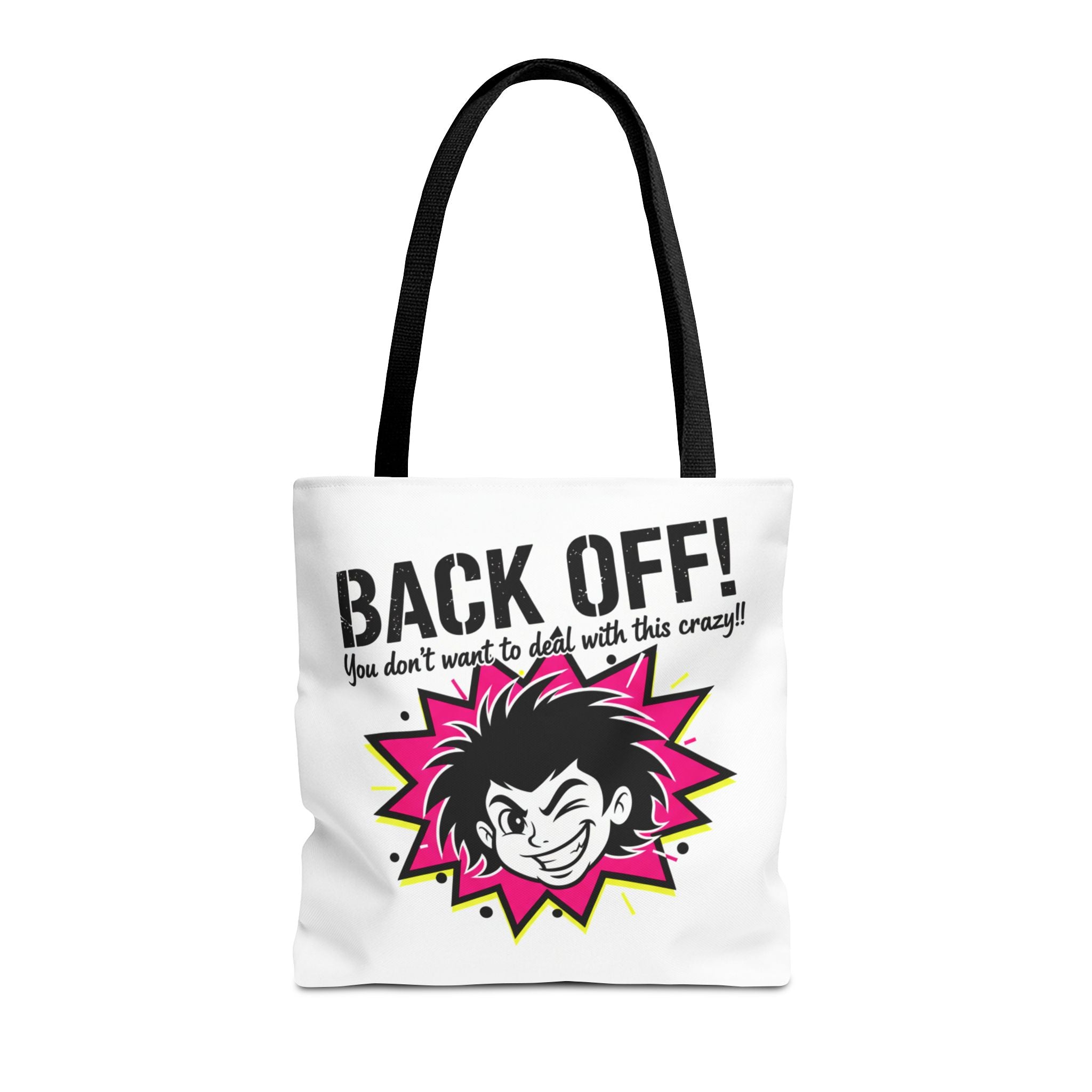 Back Off! Graphic Tote Bag — Funny Retro Punk Design