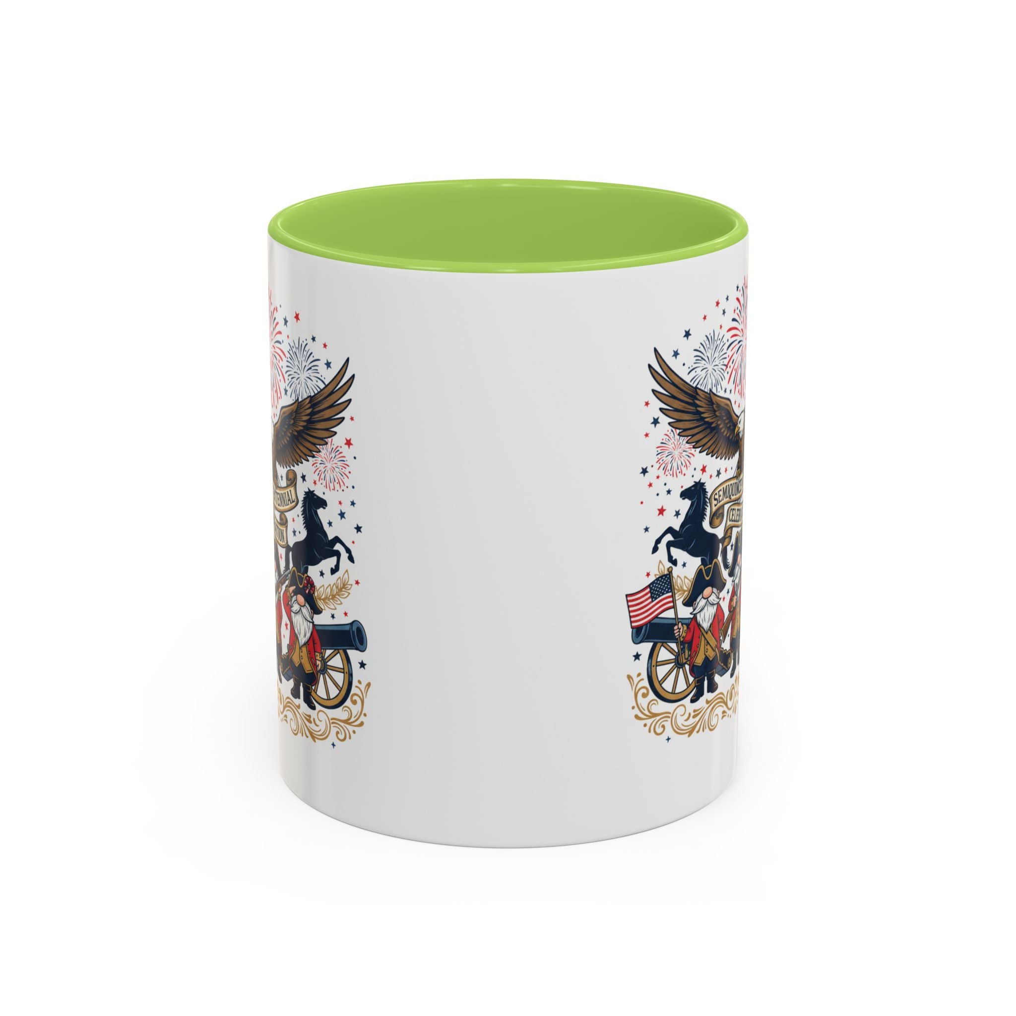 Patriotic Eagle & Revolutionary Soldiers Coffee Mug — Bicentennial Celebration Accent Mug