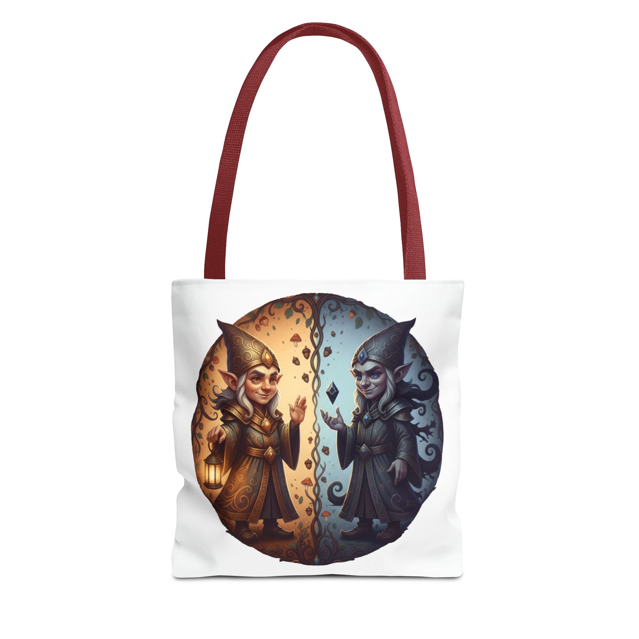 Gnome Duality Tote Bag — Day & Night Fantasy Illustration