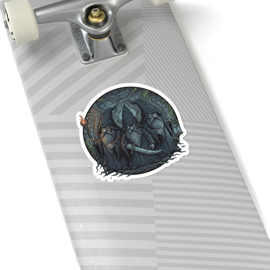 Dark Forest Wizards Sticker — Gothic Fantasy Kiss-Cut Laptop Decal