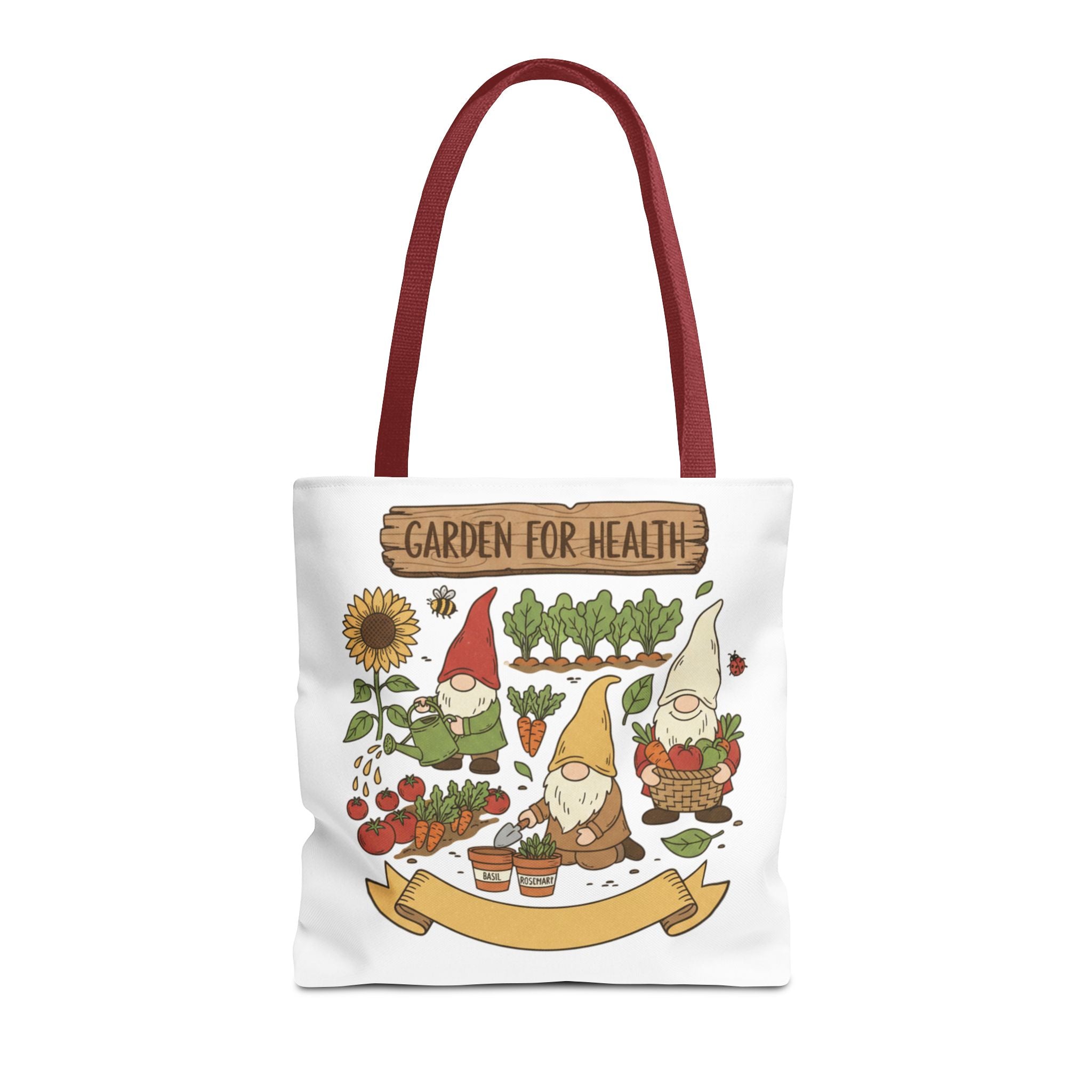 Garden Gnome Tote Bag - "Garden For Health" Cute Eco Shopper