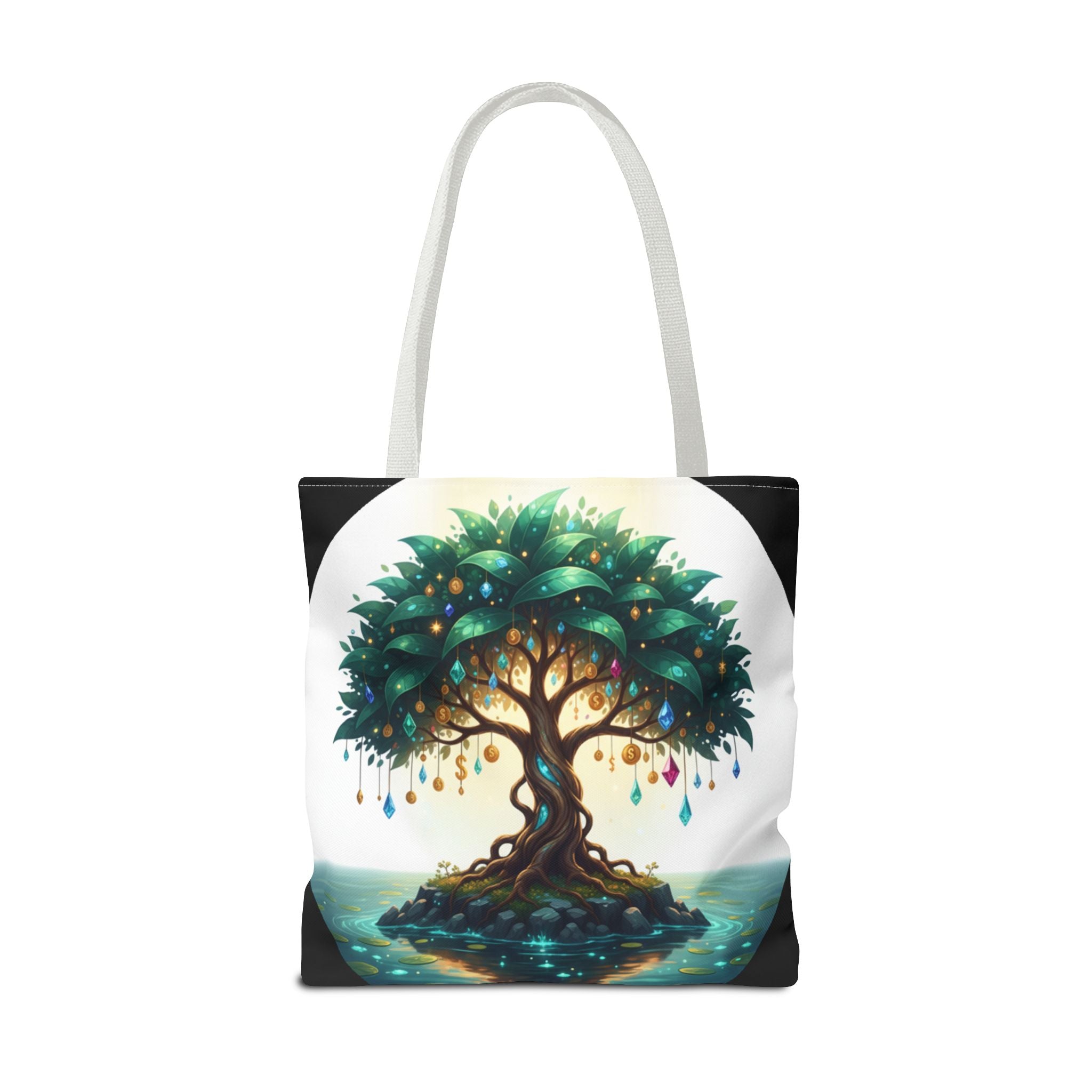 Enchanted Tree Tote Bag - Mystical Gem-Decorated Tree All-Over Print