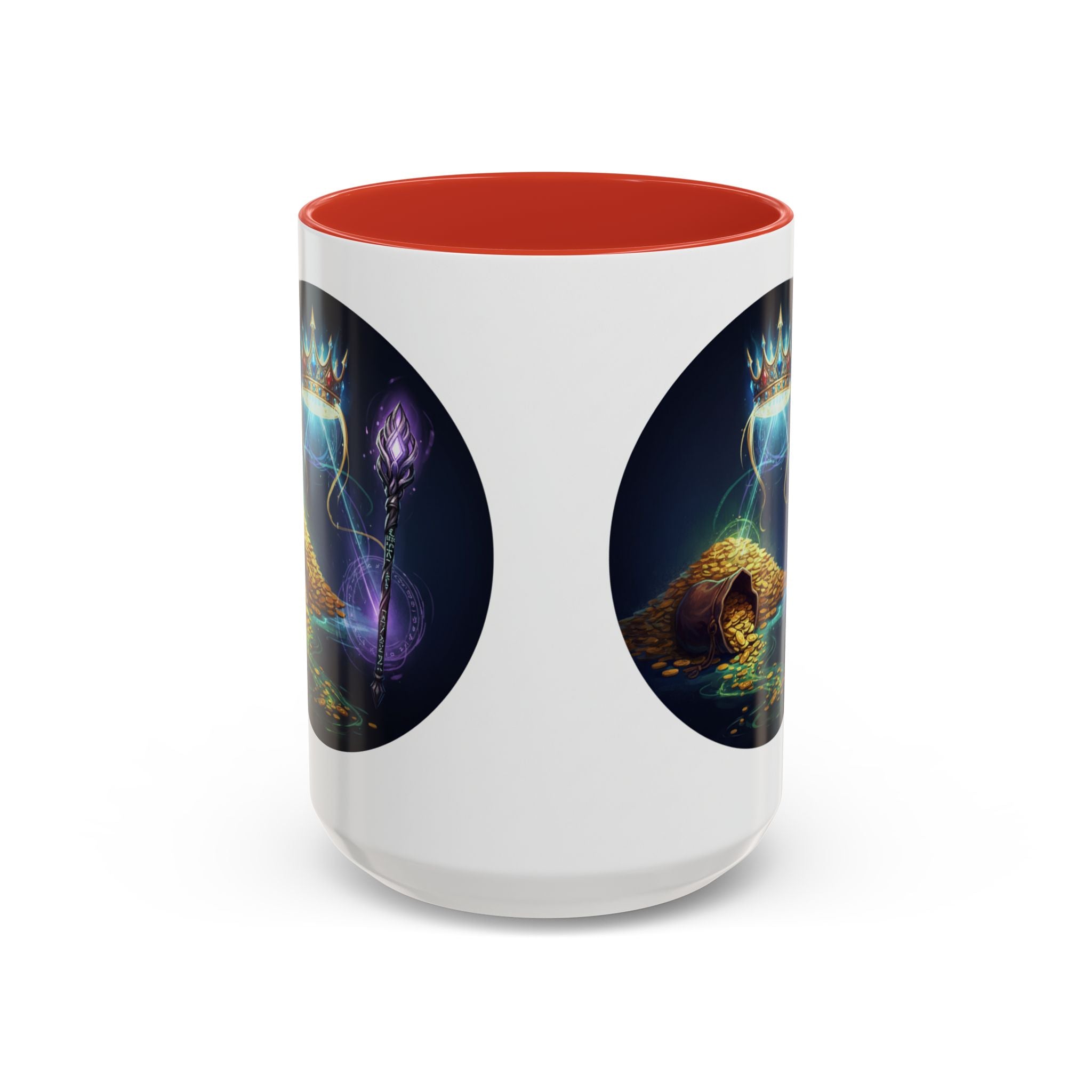 Magic Crown Coffee Mug — Fantasy Wizard Staff & Spilled Gold Accent Mug (11/15 oz)