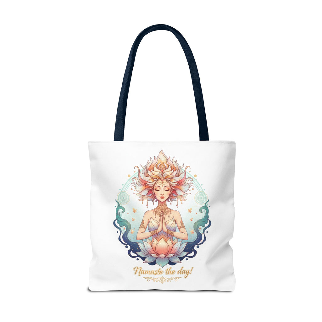 Yoga Lotus Tote Bag — "Namaste the day!" Meditation Canvas Tote