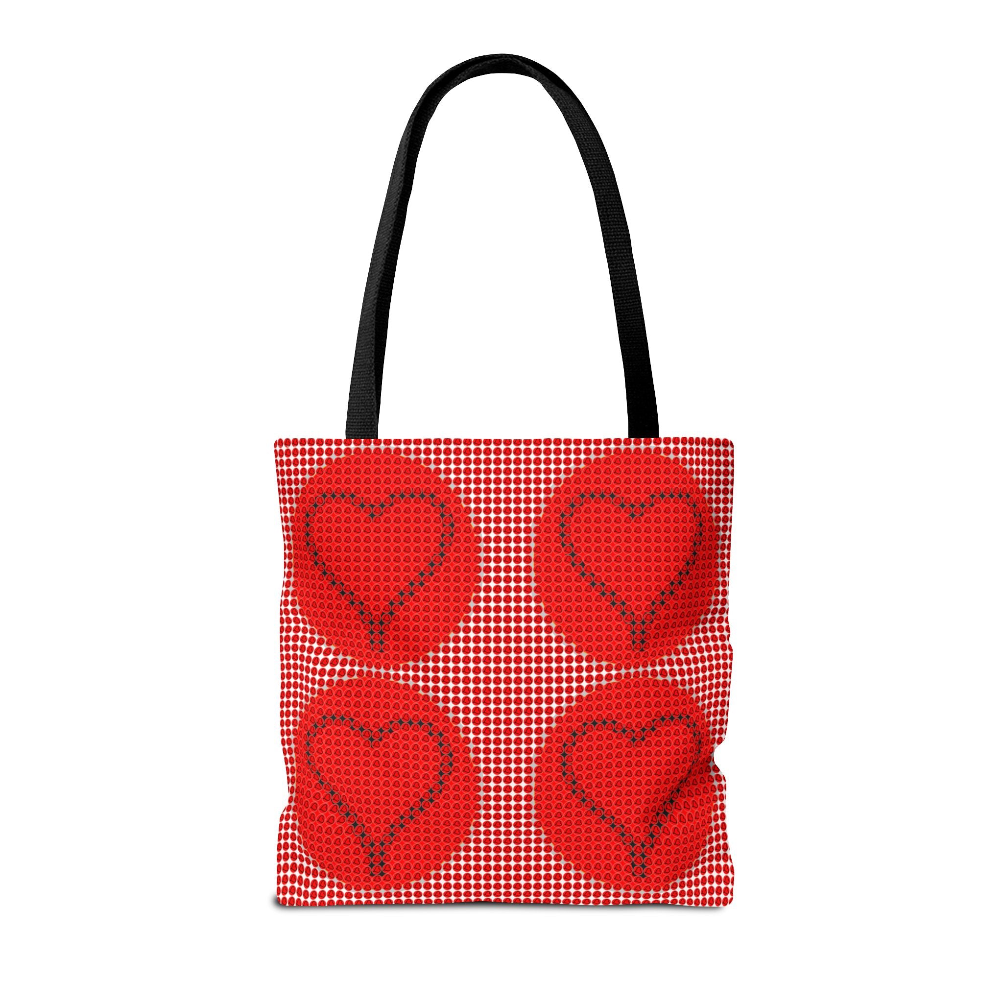 Heart Pattern Tote Bag — Red Valentine All-Over Print Canvas Tote