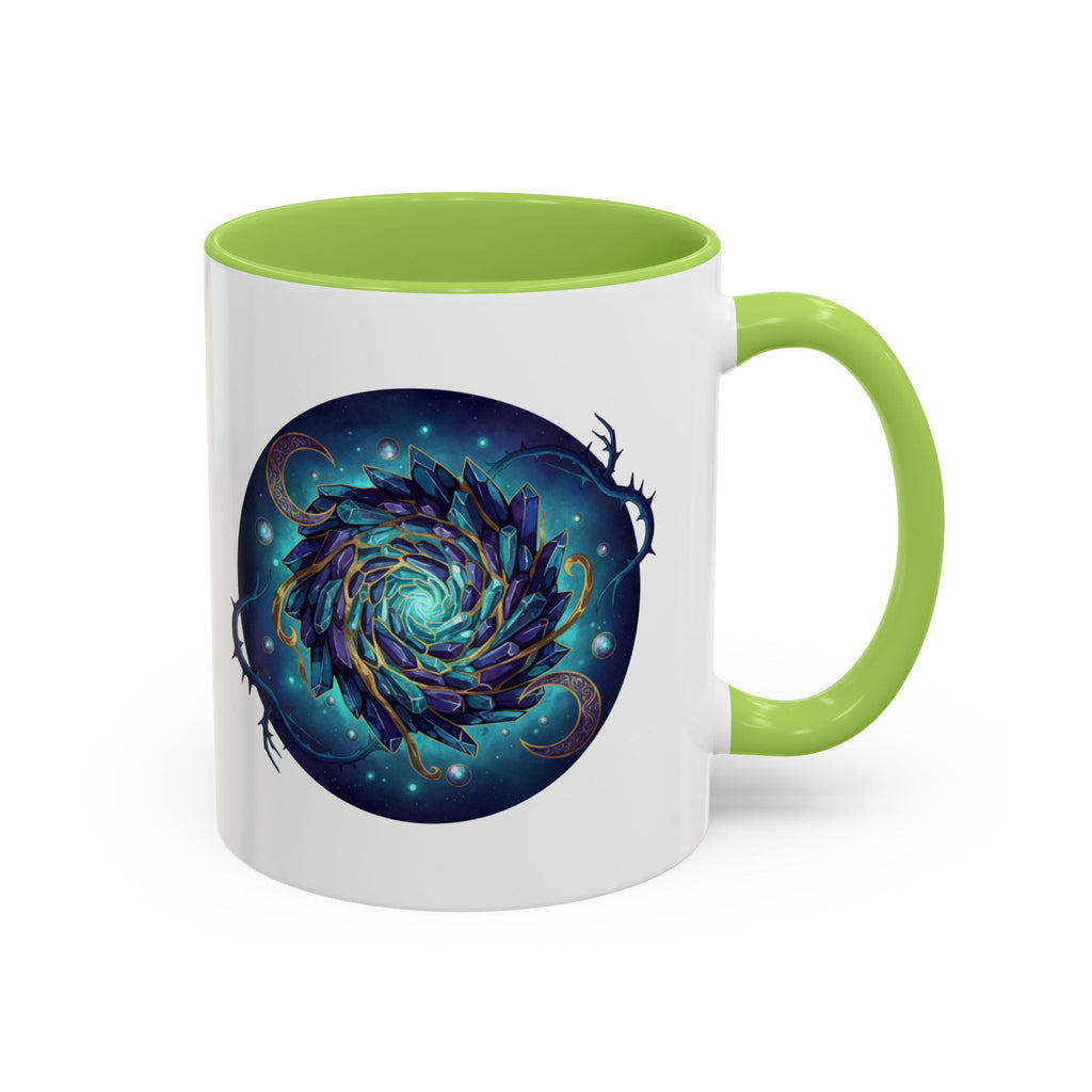 Galaxy Feather Spiral Accent Mug — Cosmic Boho Coffee Cup (11/15oz)